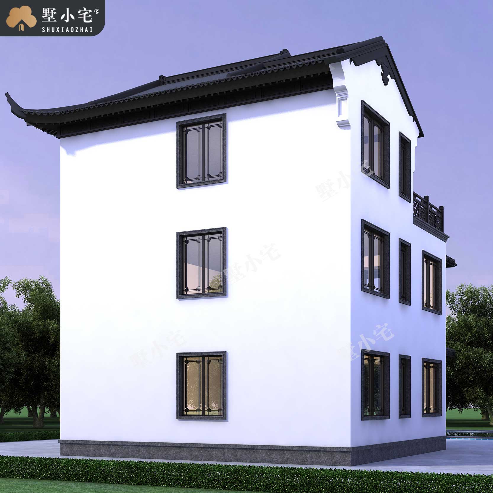 C8041【乡村别墅设计】三层别墅设计图纸中式豪华乡村小洋房，中式建筑的经典之作