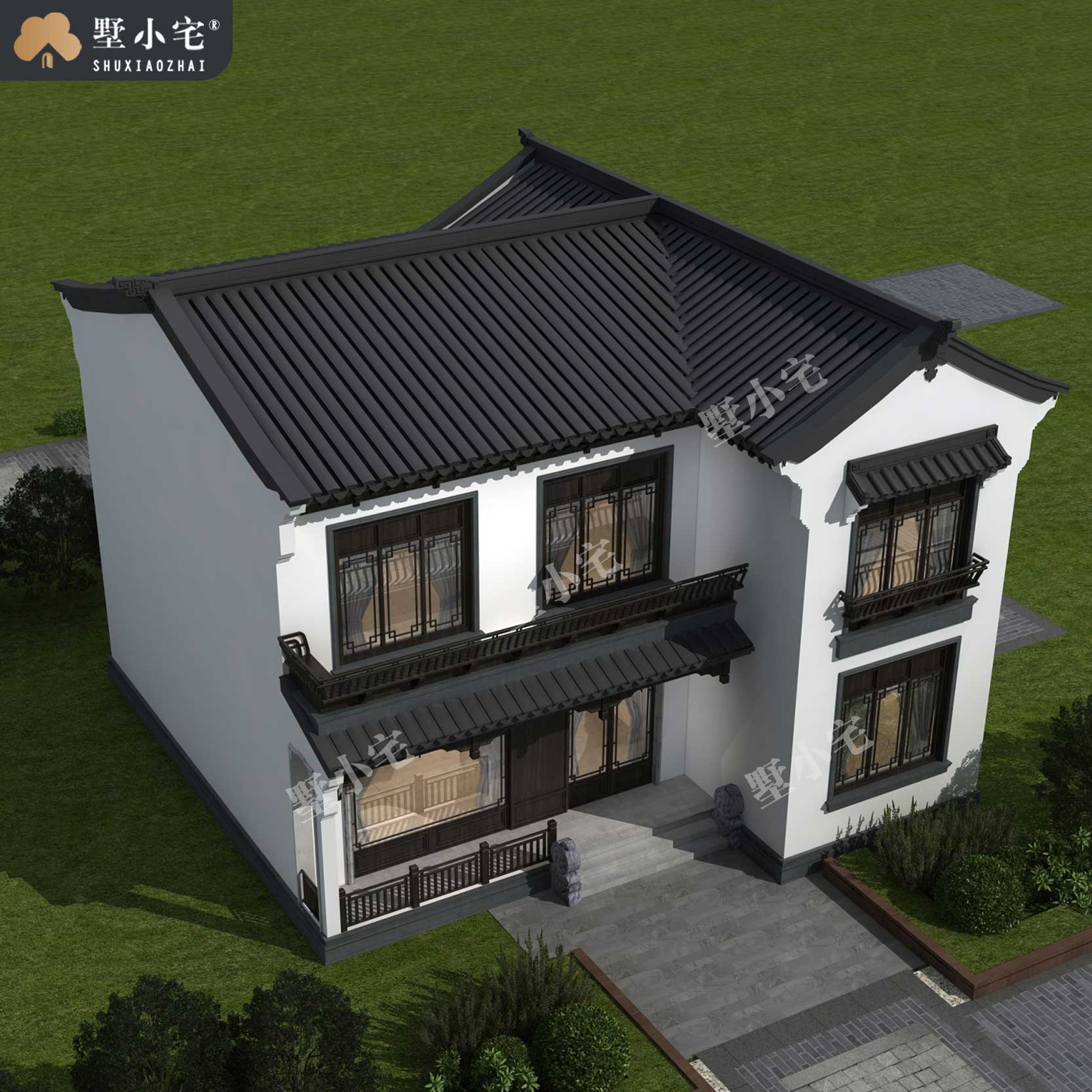 【农村两层自建别墅】B598二层中式房屋小别墅楼房，外观大气经典不过时