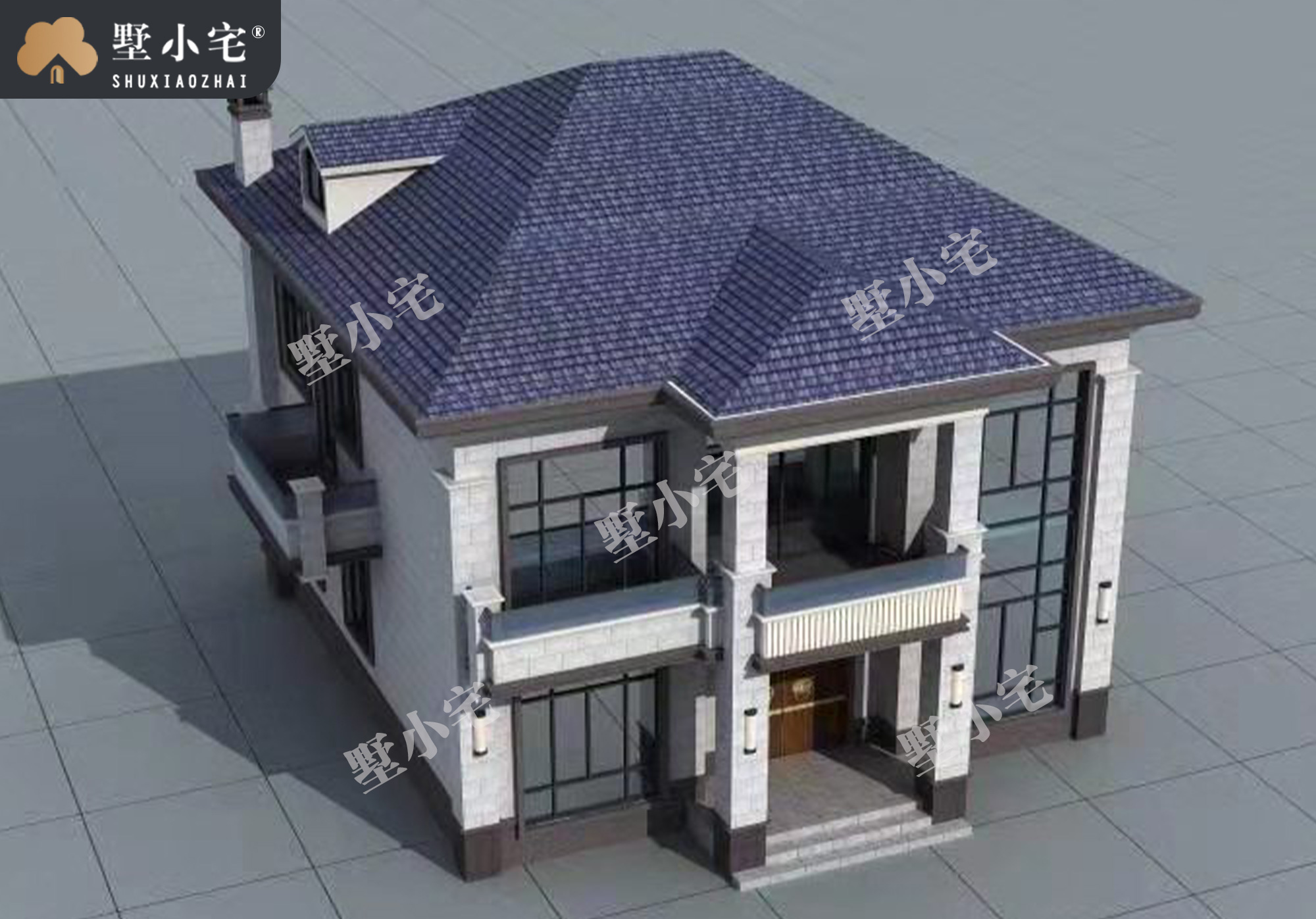 B277两层农村楼房，自建复式挑空小别墅全套图纸