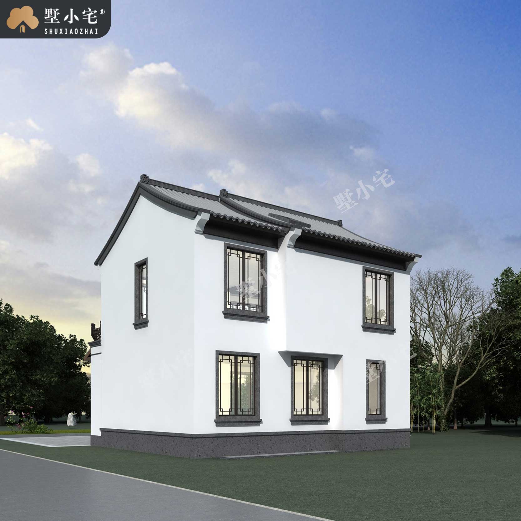 曾B997农村20万二层中式自建别墅设计图，占地91平米，带堂屋，10×9.5