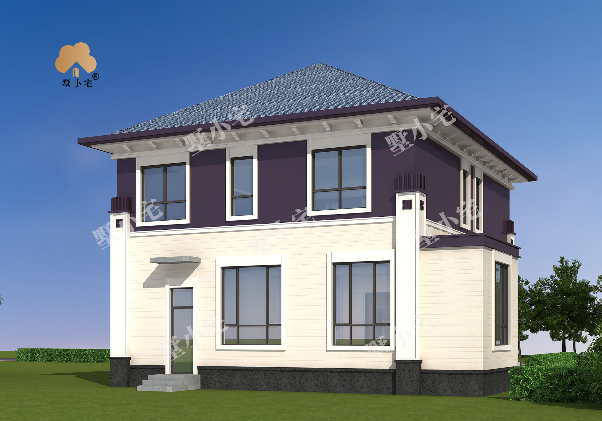 B1063小户型自建二层新中式别墅设计图，造价23万左右，11.88×13.5