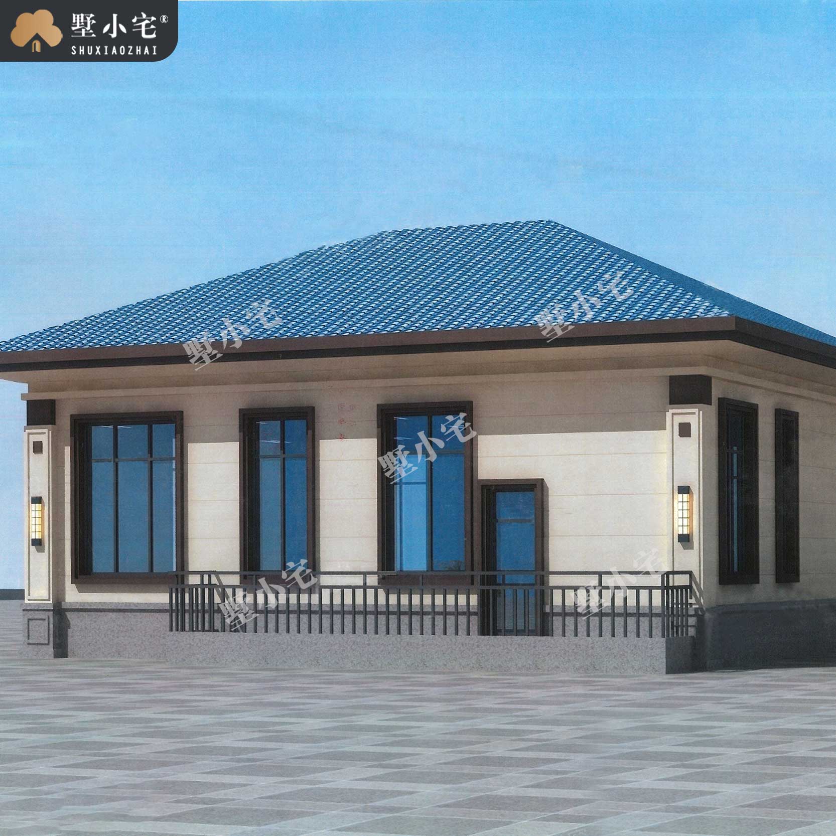 曾A951农村12万元一层新中式小别墅设计图纸，养老房首选，12.76×9.26