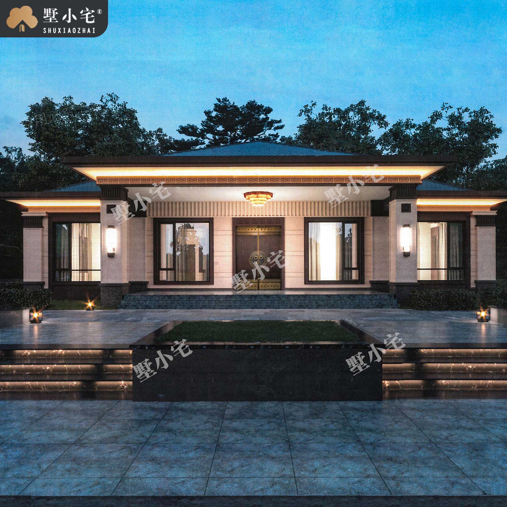 曾A934造价21万经济美观一层新中式别墅设计图，农村建一栋不吃亏，18×11