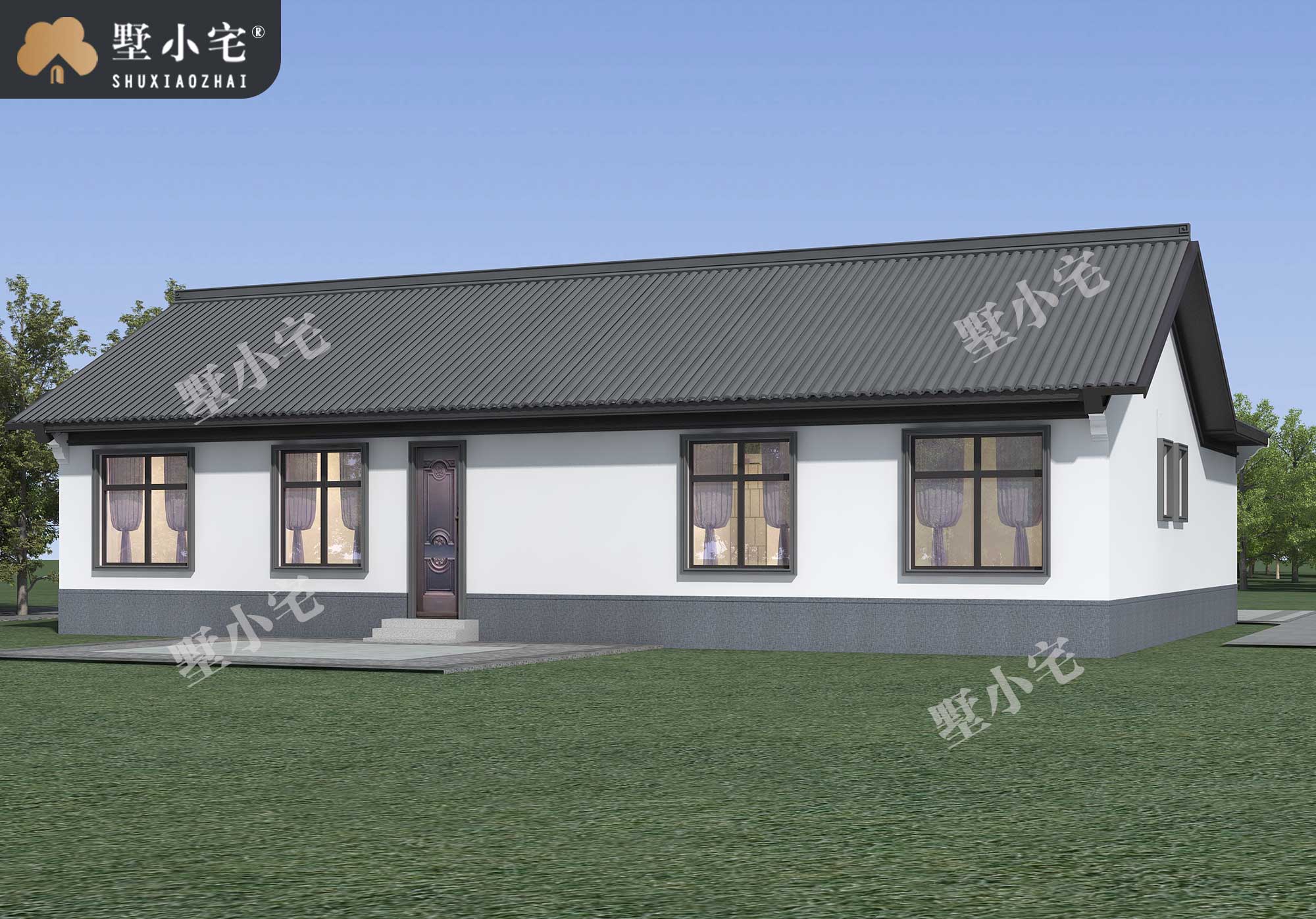 曾A959最美建筑农村一层中式合院别墅设计方案，户型经典实用，占地260平方米，19.6×14.5
