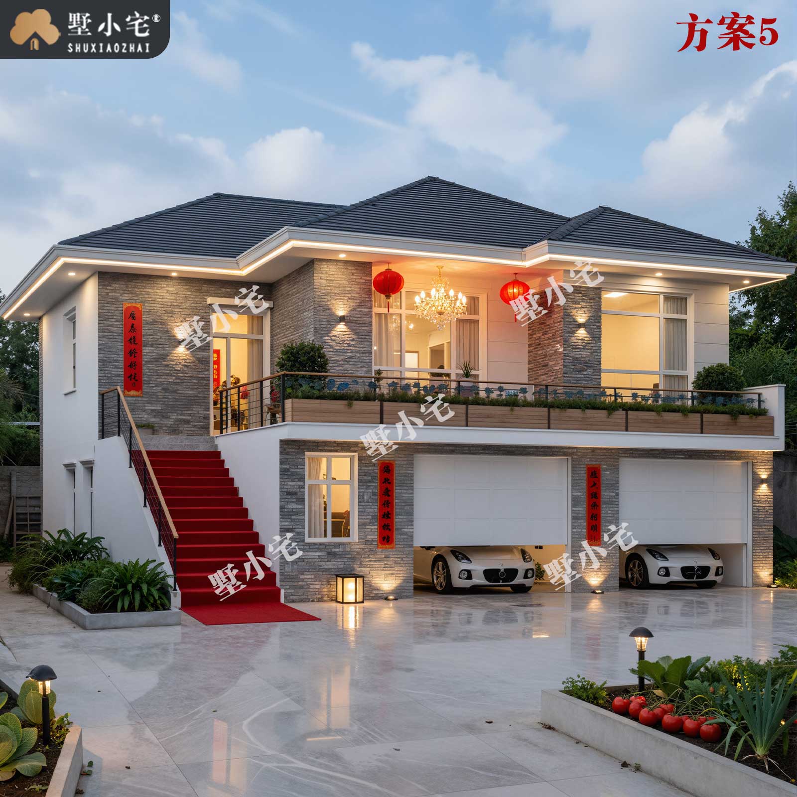 B821农村二层现代别墅自带架空层，就要这种时尚范儿