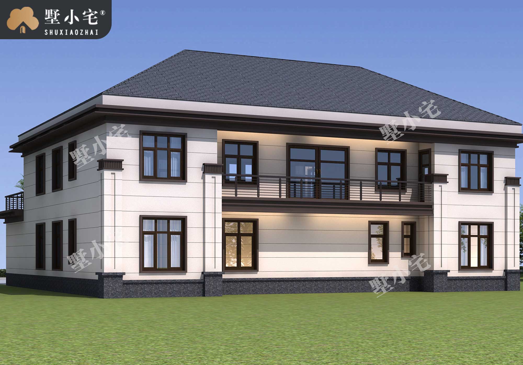 B837农村新款二层新中式自建房设计，受欢迎的带车库户型