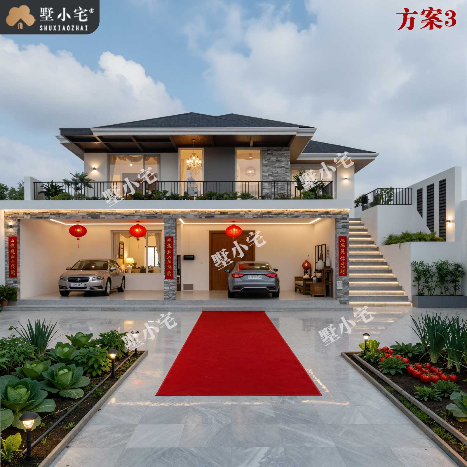 B821农村二层现代别墅自带架空层，就要这种时尚范儿