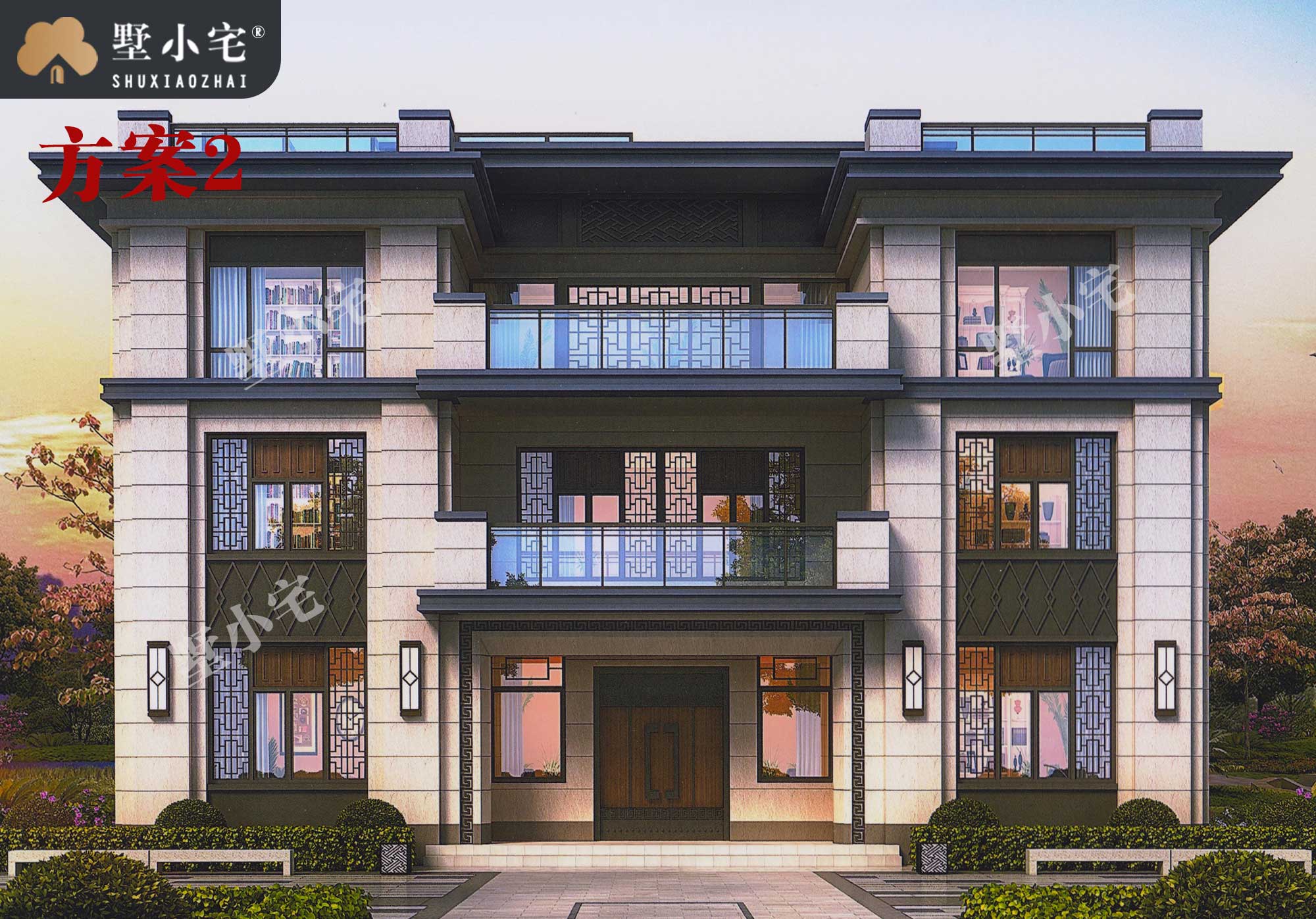 C676豪华农村住宅-三层新中式别墅多户型方案