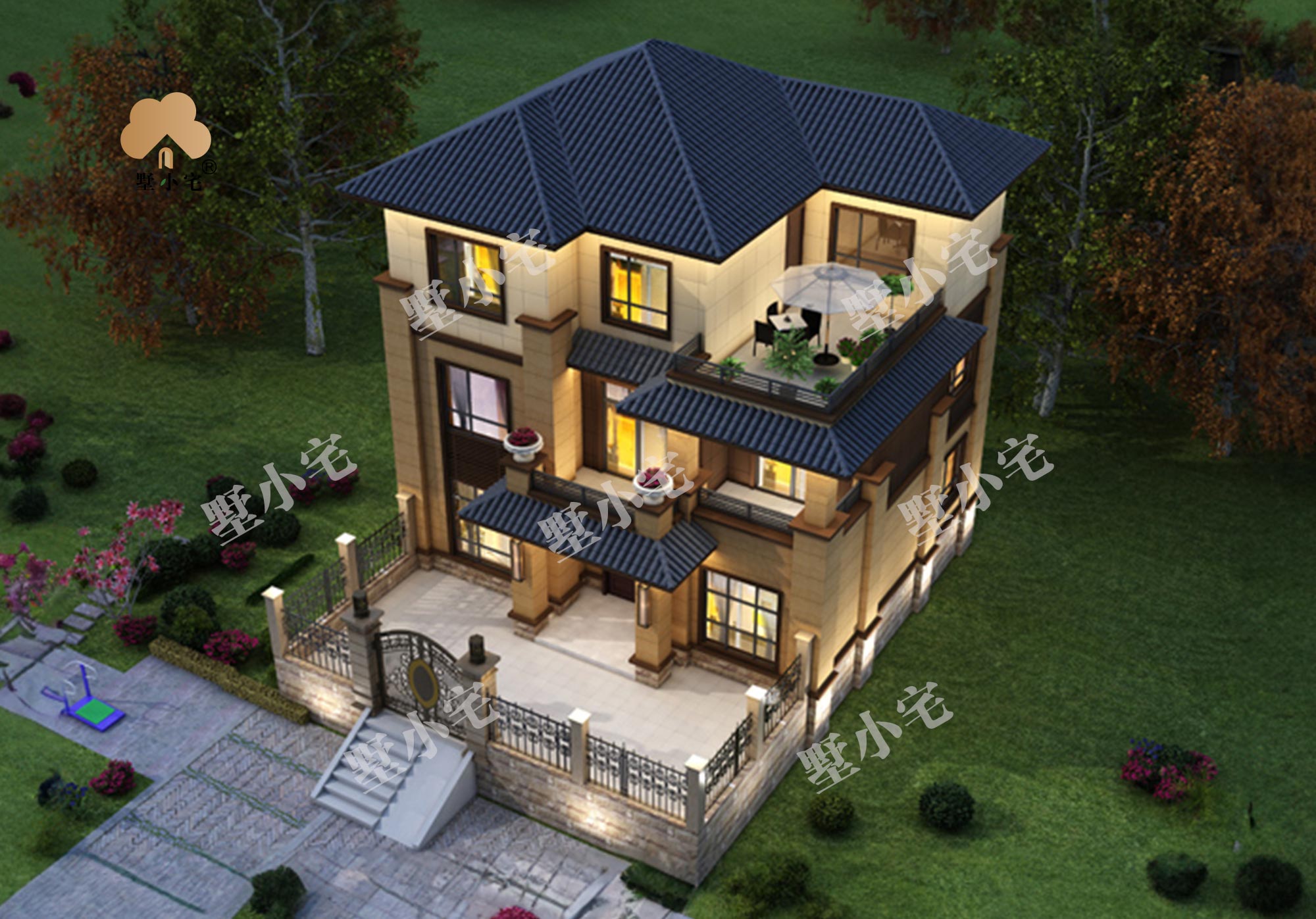 曾C1051新农村自建三层房屋建筑施工图纸带外观图，造价26万左右，14.75×11.3