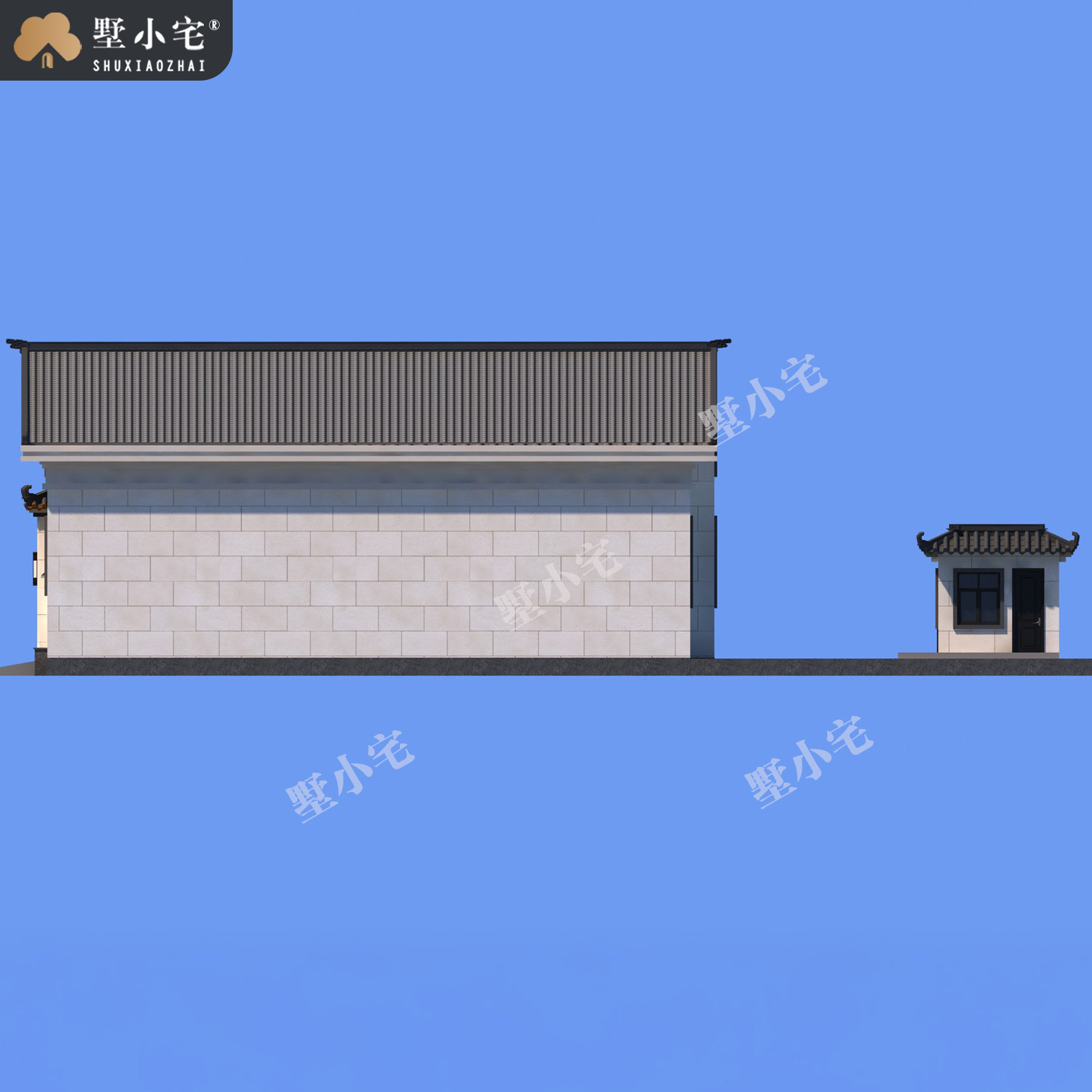 A718农村自建一层中式四合院