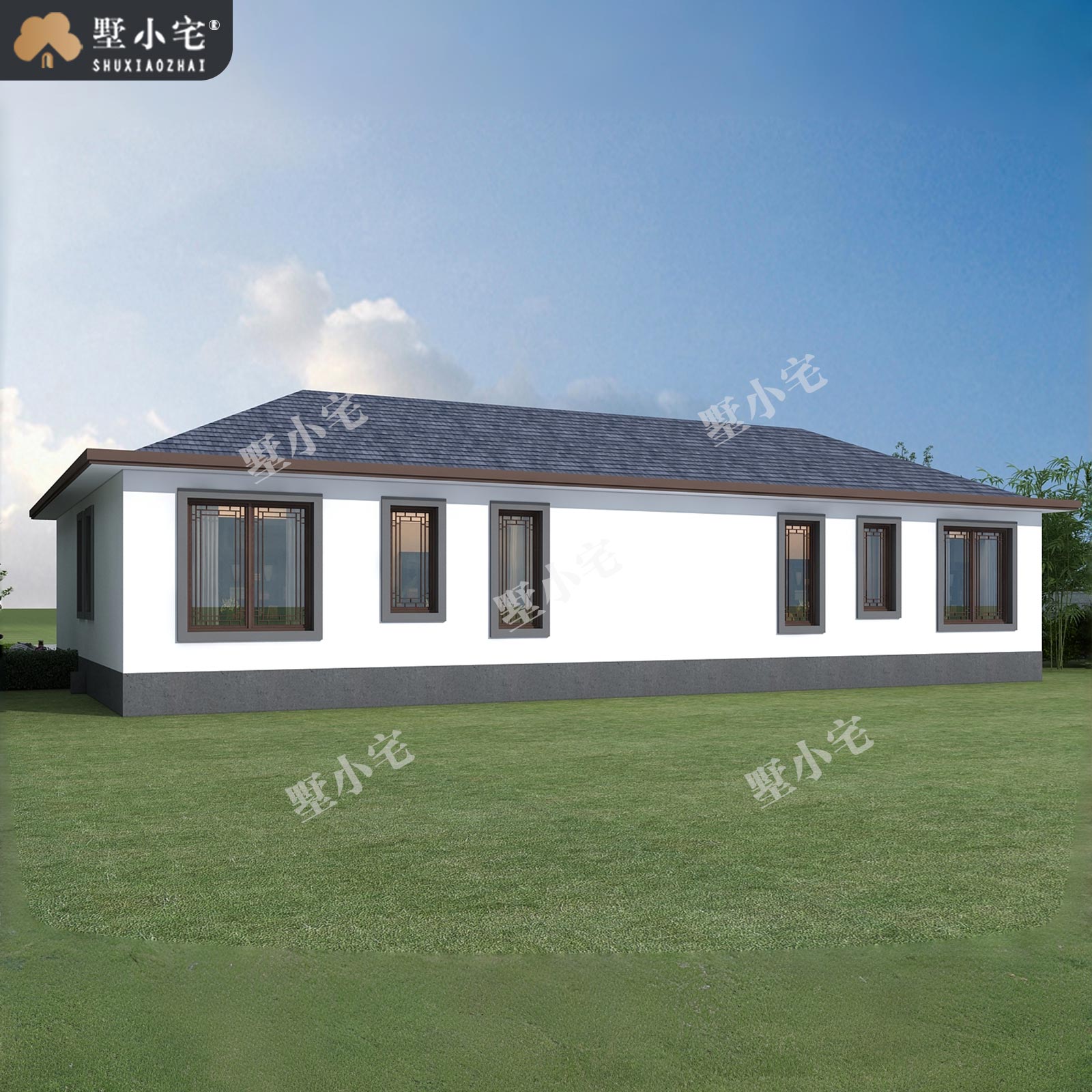 20.4x13.14米,A9145农村自建房带堂屋一层中式三合院别墅设计盖房施工图纸全套，回乡建房圆你院落梦