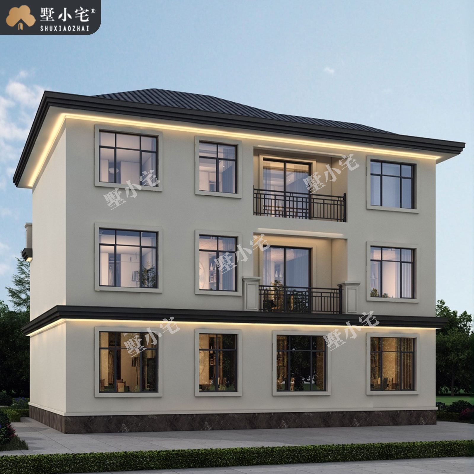 24x13.68米,C9239农村自建房三层新中式别墅外观设计全套建筑施工图纸，回乡建房的底蕴之选。