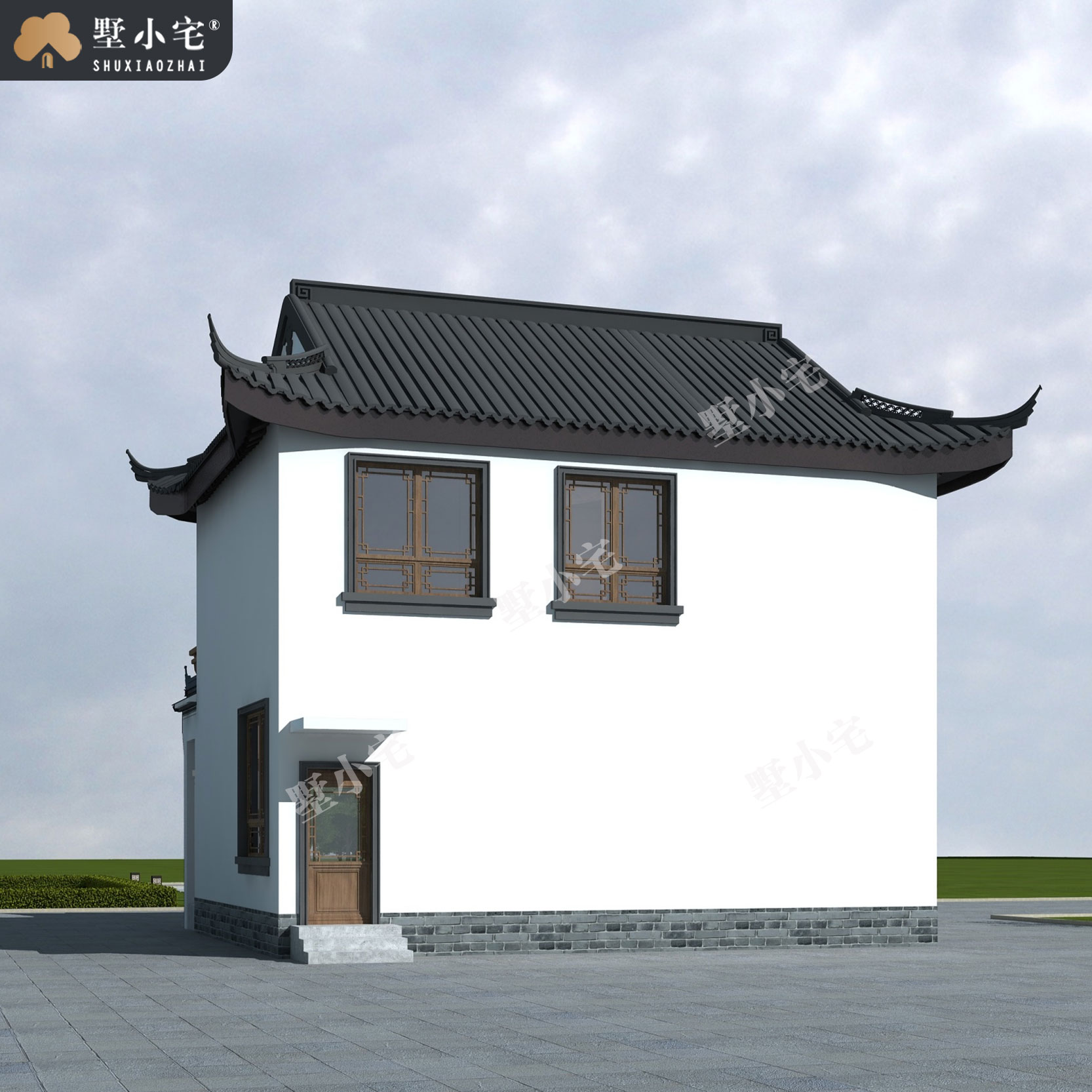 曾B962最适合农村建的二层仿古别墅建筑设计图及外观图片，造价15万左右，10×9