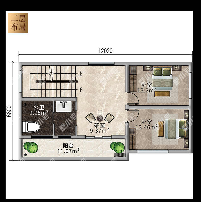C7701新农村自建房别墅三层现代风格户型图