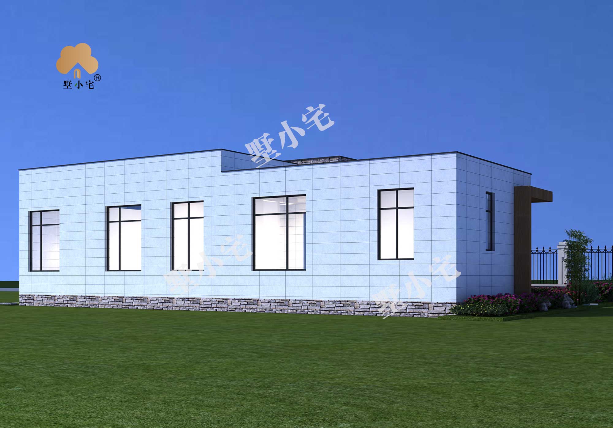 A115【小别墅设计图】140平方米现代农村一层小别墅设计图纸带外观图，精致好看