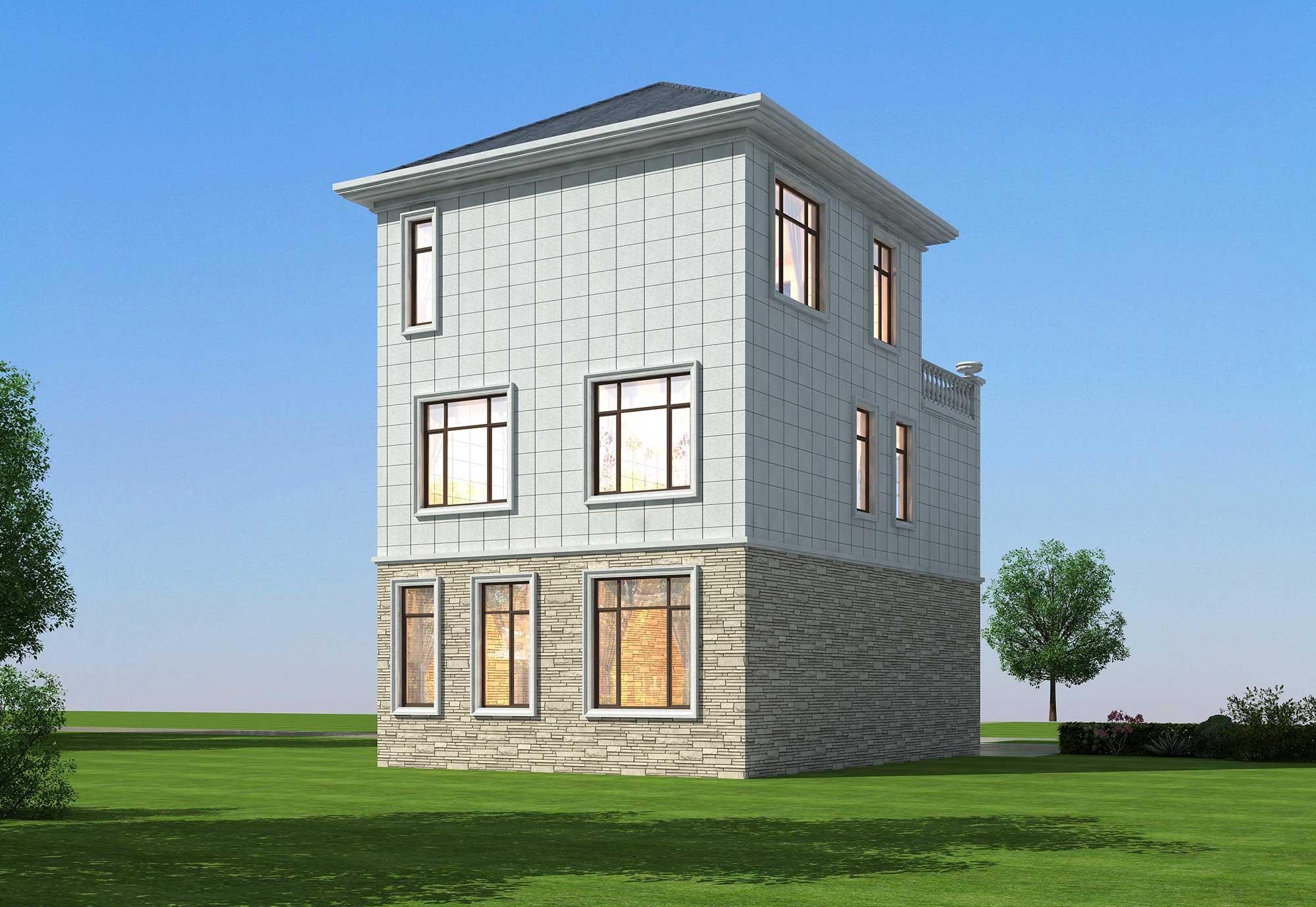 C7551【新农村自建房设计图20万左右】农村20万左右自建房设计图二层，农村有地的收藏了去盖