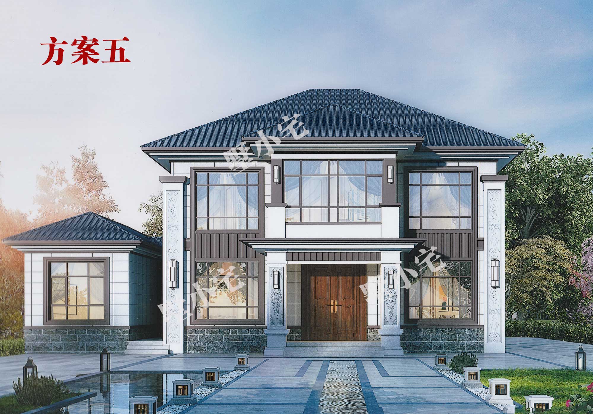 B801【最新二层新中式别墅】二层自建别墅精美小户型新中式风格多功能布局，中国人最喜欢的自建房款式