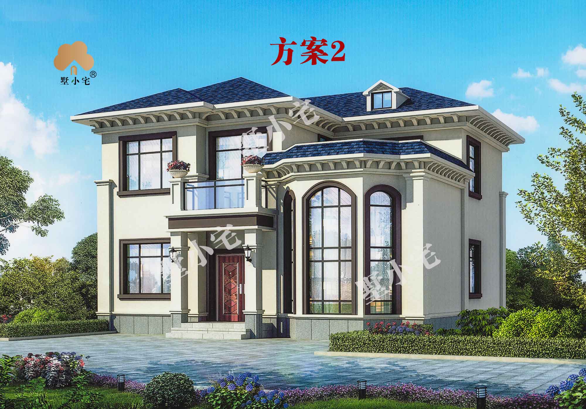 【带露台二层别墅图】B526新款二层农村别墅,120平欧式风格,这个布局堪称完美，这样的房子才实用