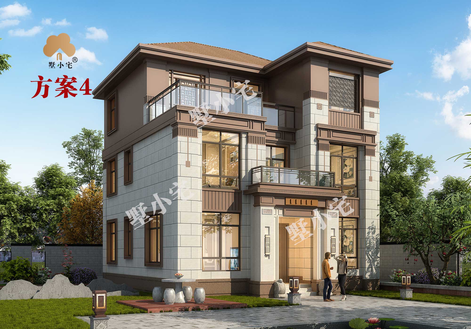 C387【最新别墅设计】三层复式楼新中式农村自建房，不土气