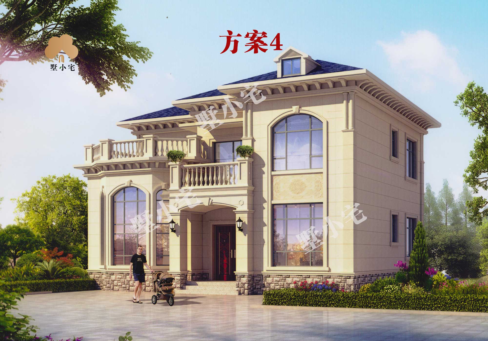 【带露台二层别墅图】B526新款二层农村别墅,120平欧式风格,这个布局堪称完美，这样的房子才实用