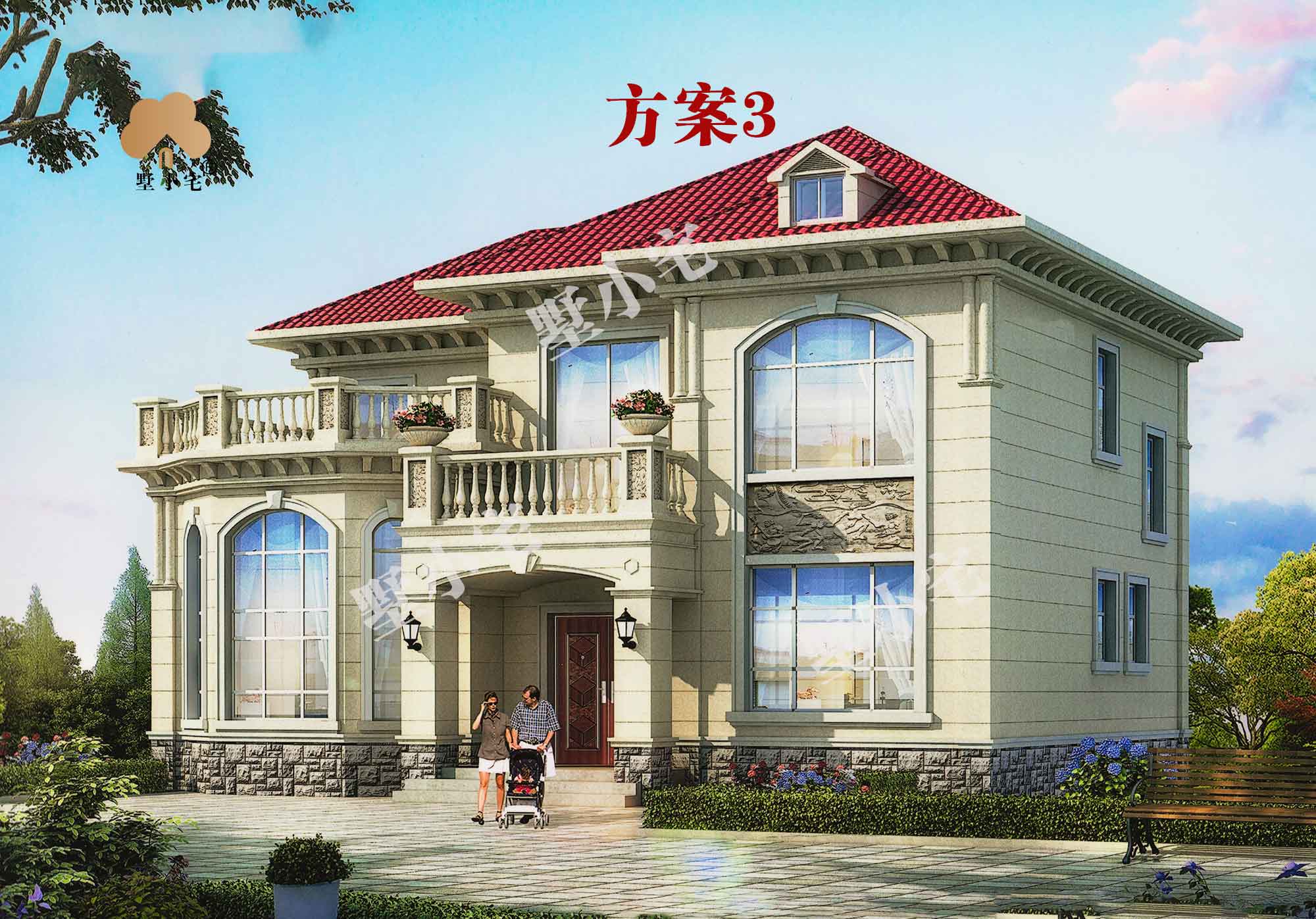 【带露台二层别墅图】B526新款二层农村别墅,120平欧式风格,这个布局堪称完美，这样的房子才实用