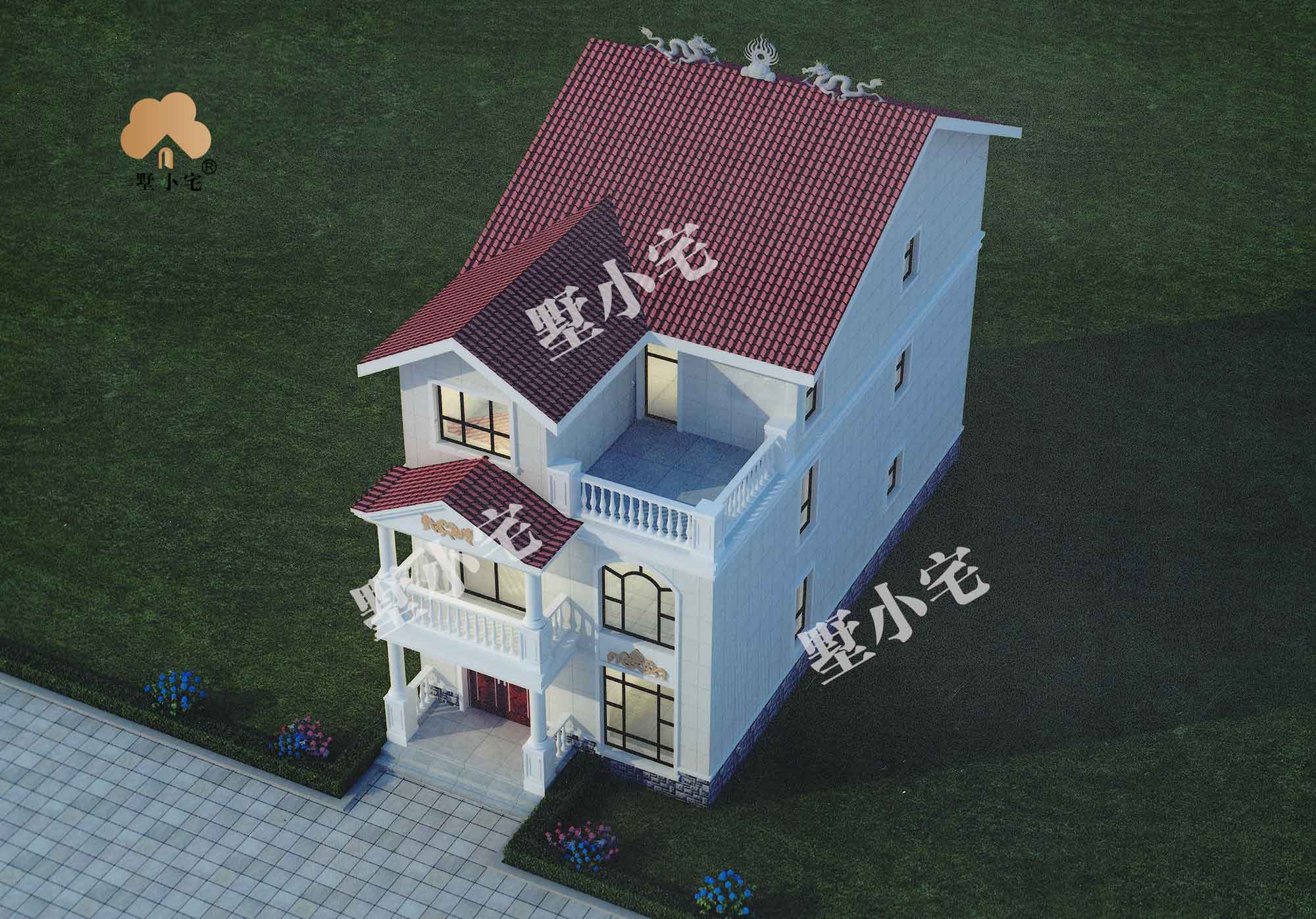 【农村自建房设计图大全】C805新款三层欧式别墅设计图纸，造价25万，实用性乡村美宅