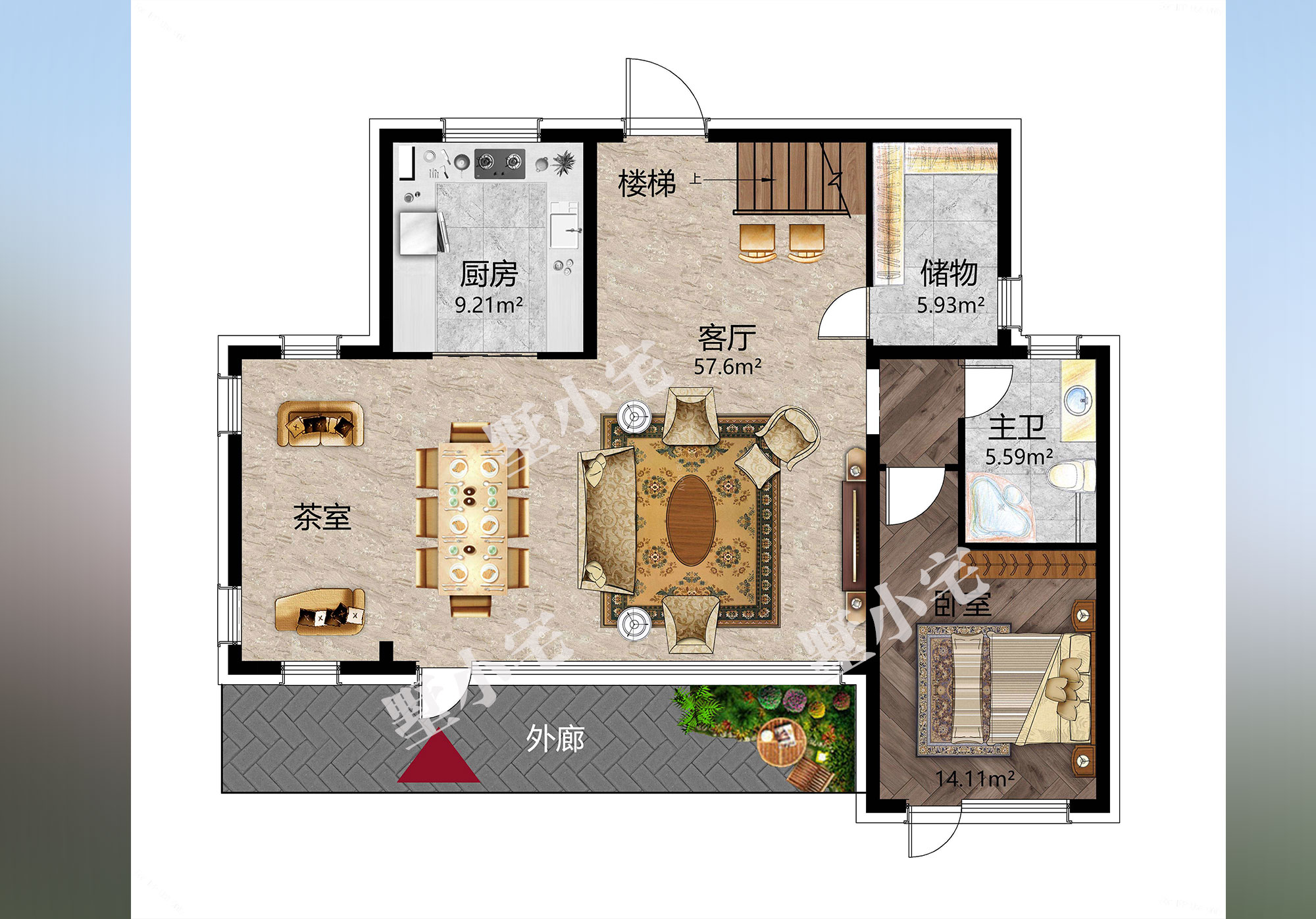 【两层中式别墅合集】B532农村二层别墅图片大全，带院子