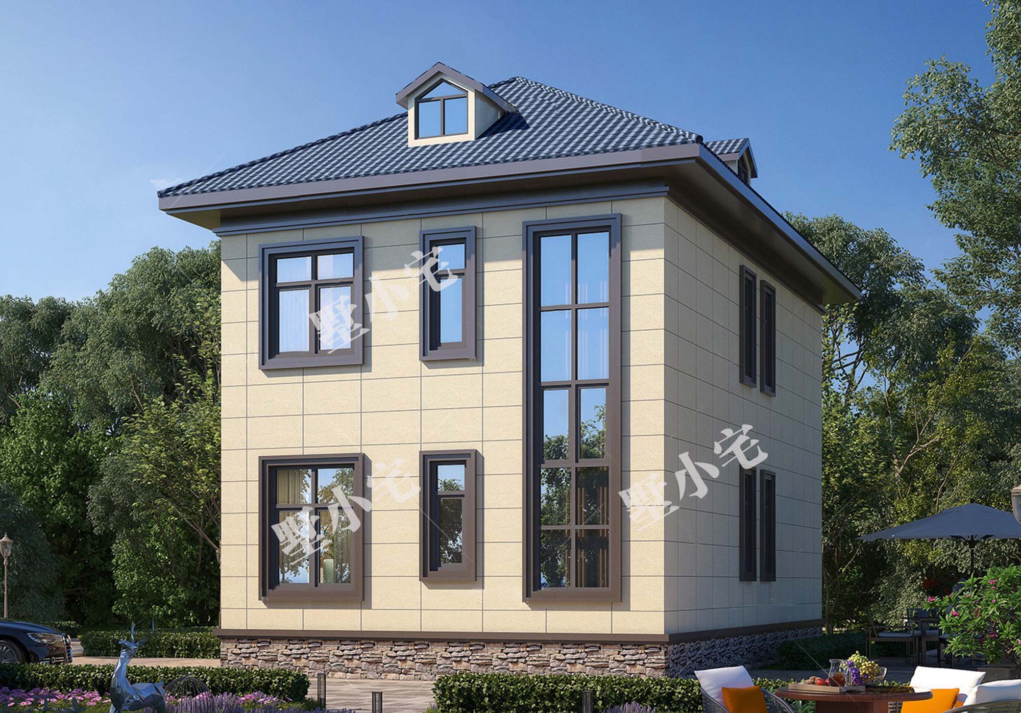 B825农村新中式风格自建别墅设计图，外观百看不厌