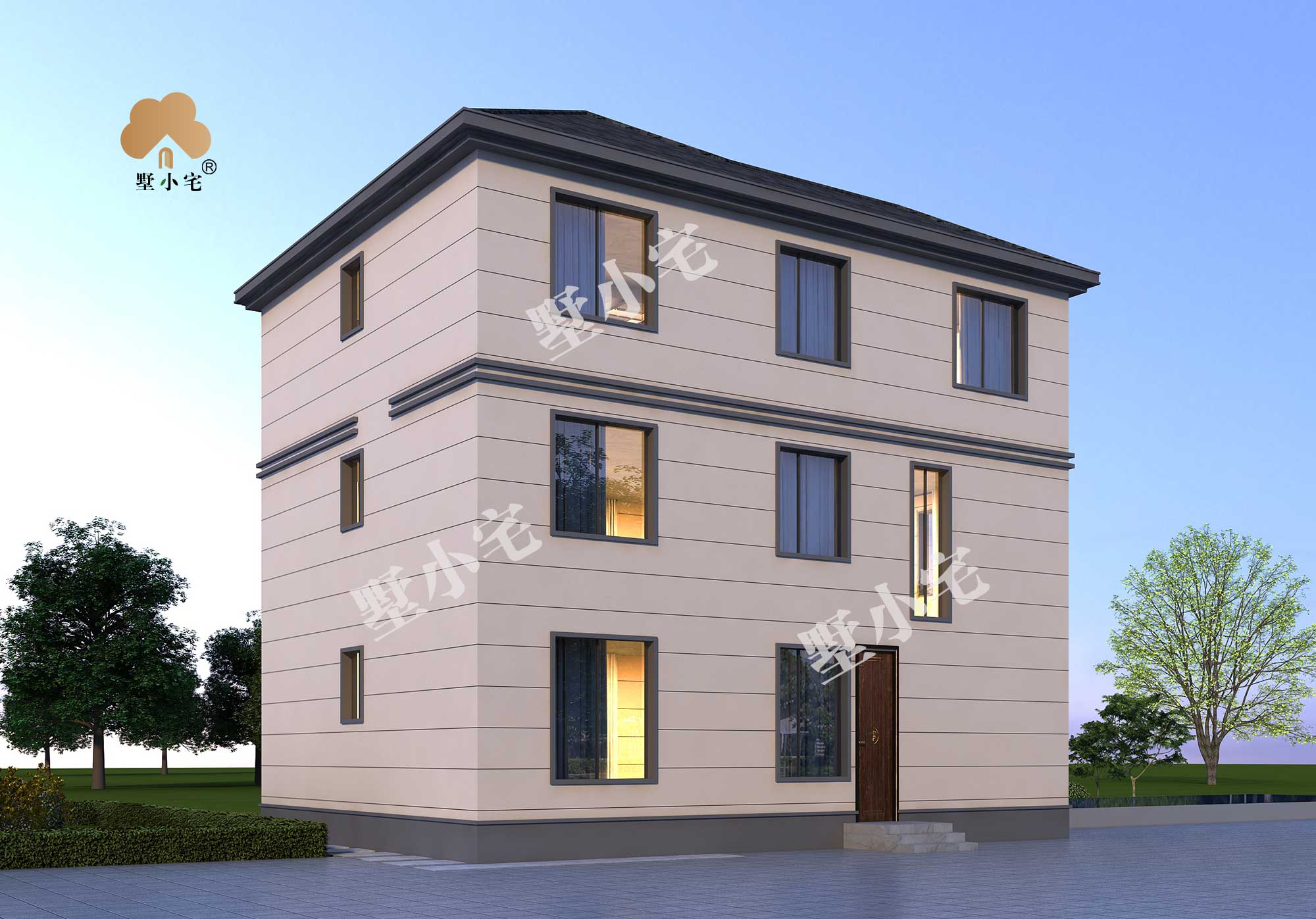 C8271农村自建现代风格别墅带全套施工图，简约大方