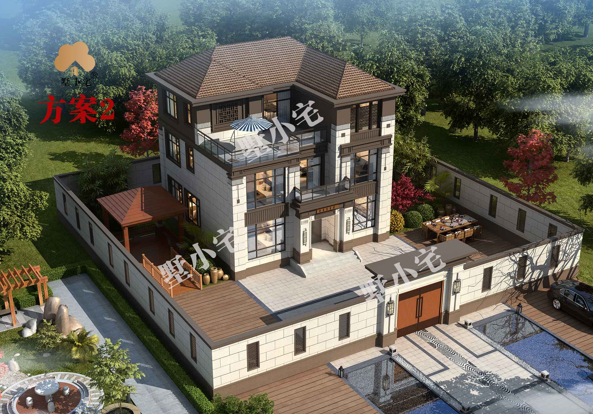 C387【最新别墅设计】三层复式楼新中式农村自建房，不土气