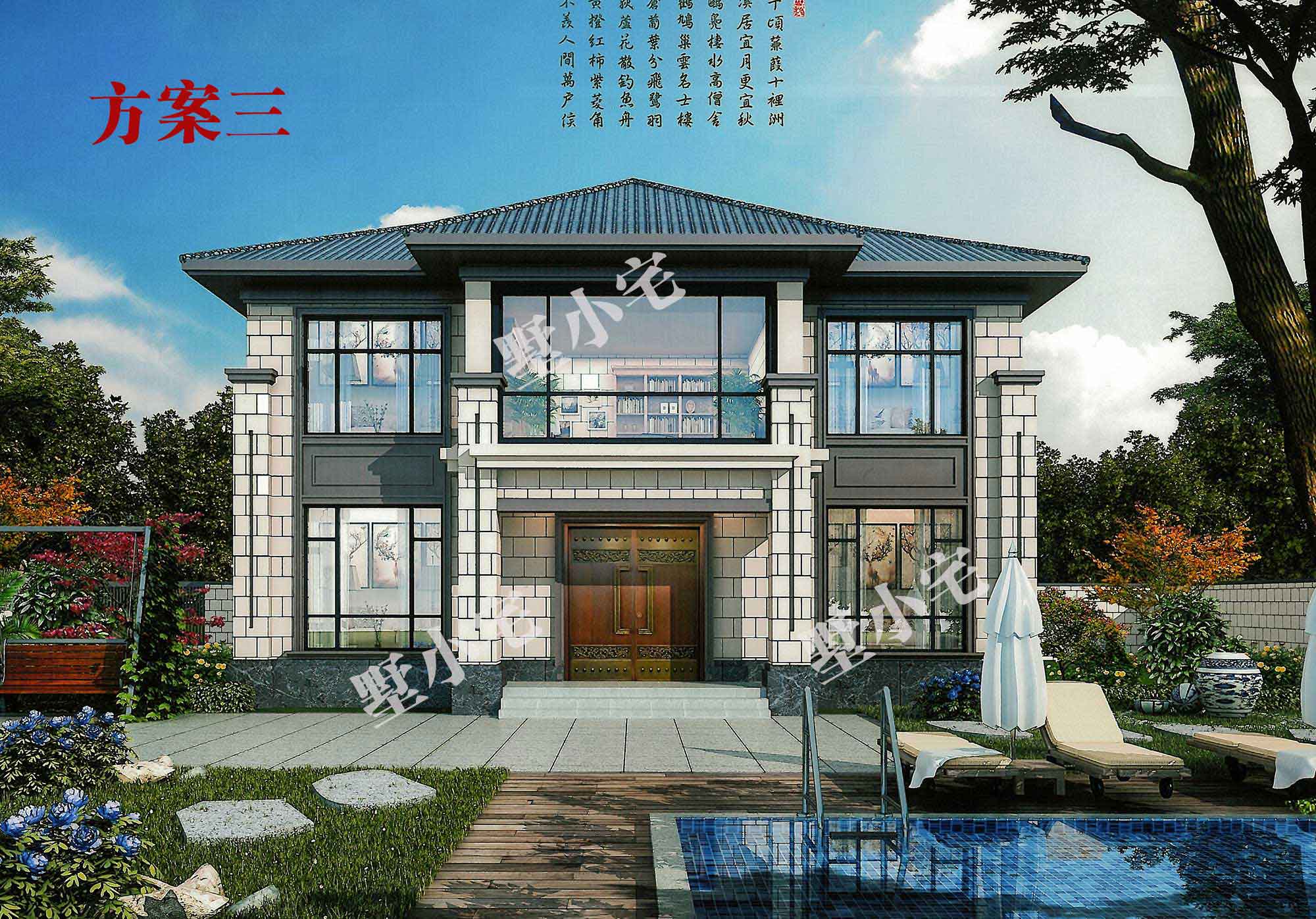 B801【最新二层新中式别墅】二层自建别墅精美小户型新中式风格多功能布局，中国人最喜欢的自建房款式