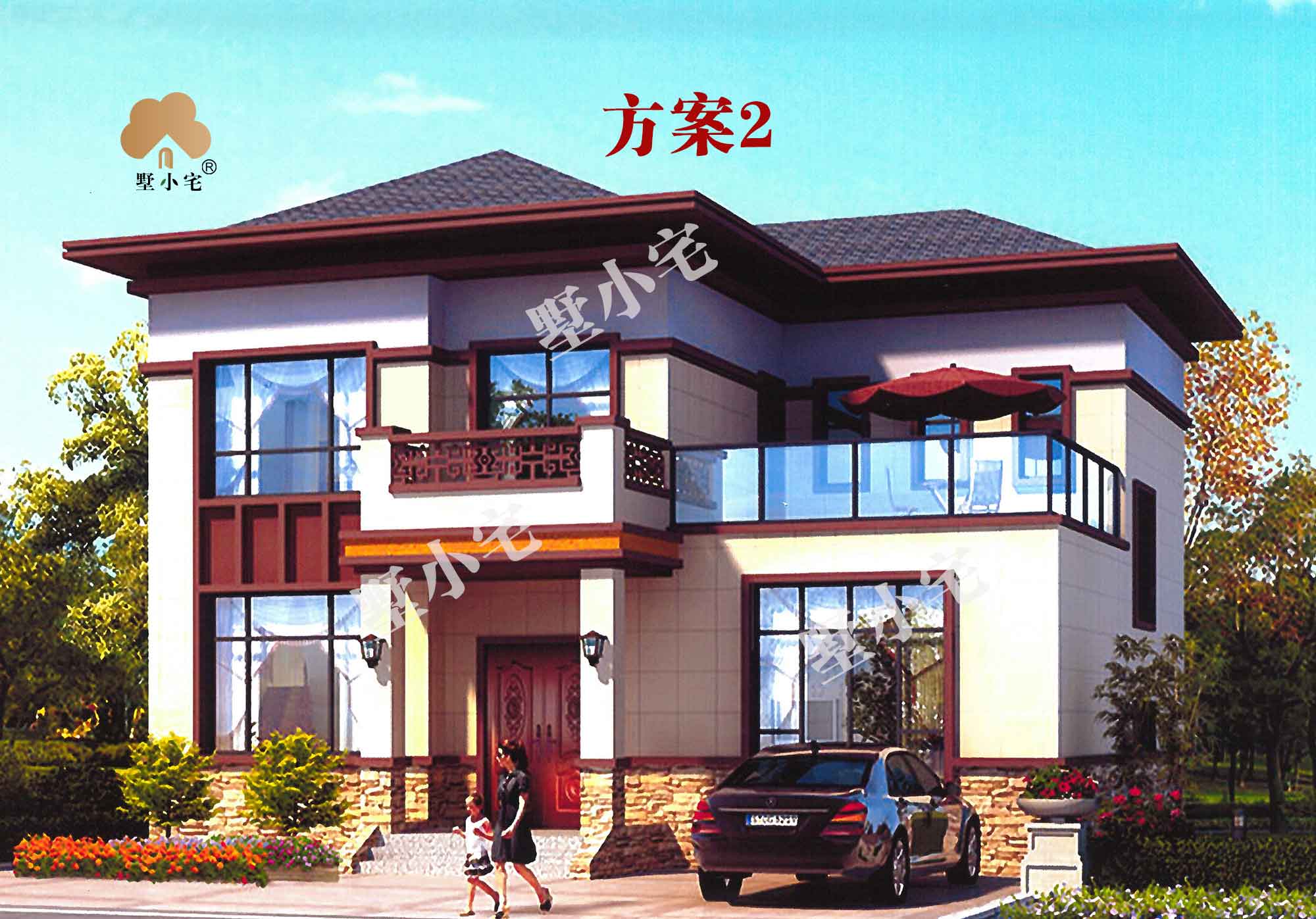 【两层新中式别墅效果图】B270火遍全网的农村自建房