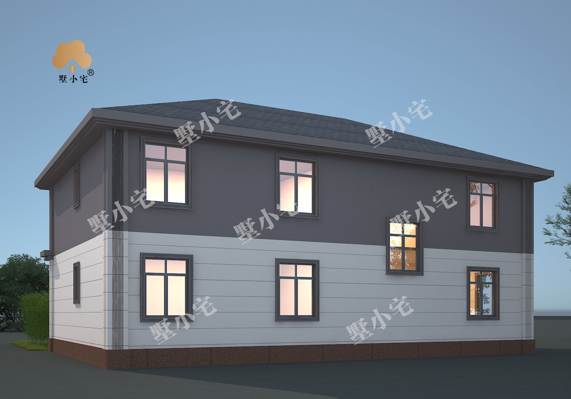 曾B986精致典雅四开间二层自建房设计施工图，经典耐看高颜值，16.56×12.36