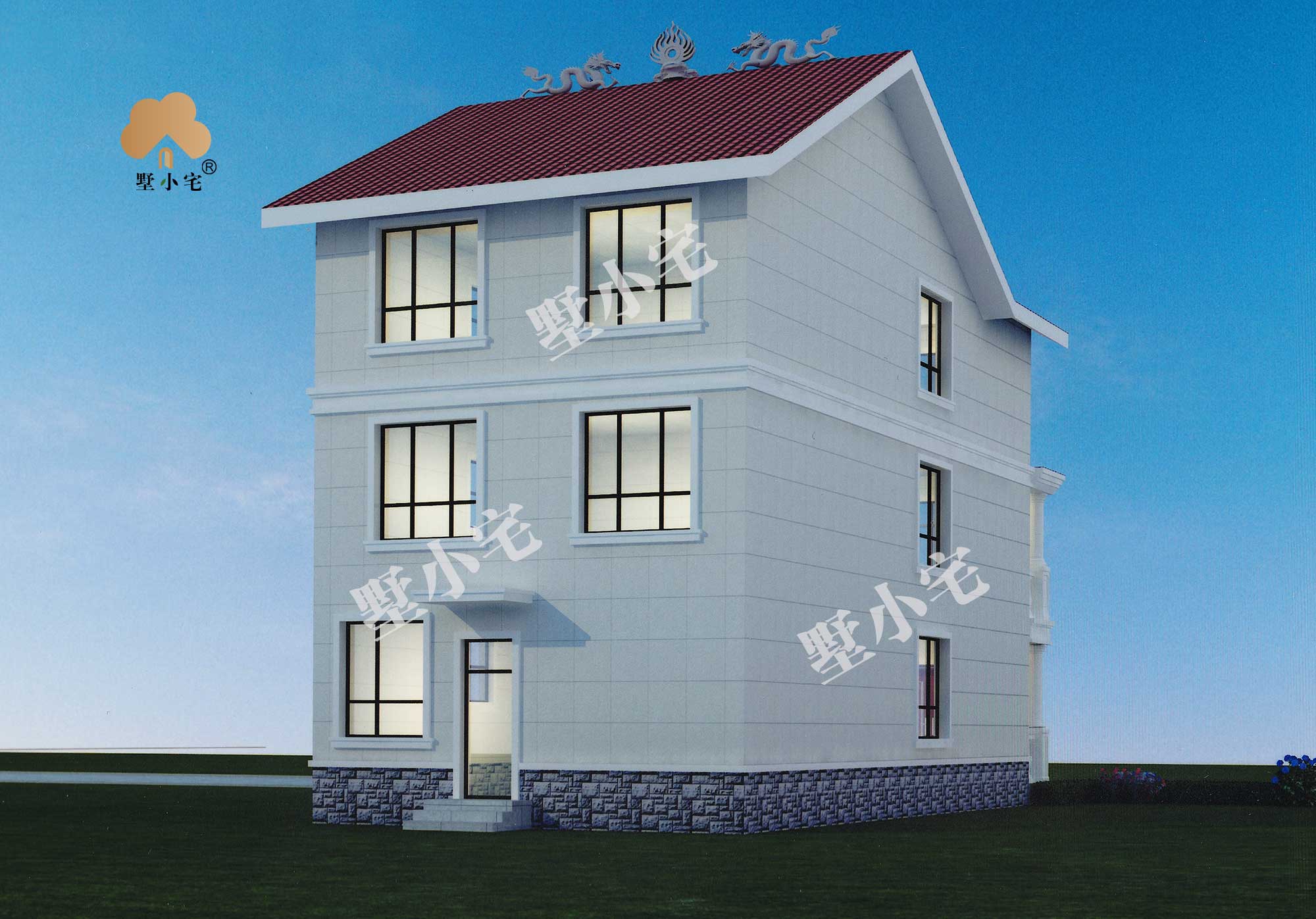 【农村自建房设计图大全】C805新款三层欧式别墅设计图纸，造价25万，实用性乡村美宅