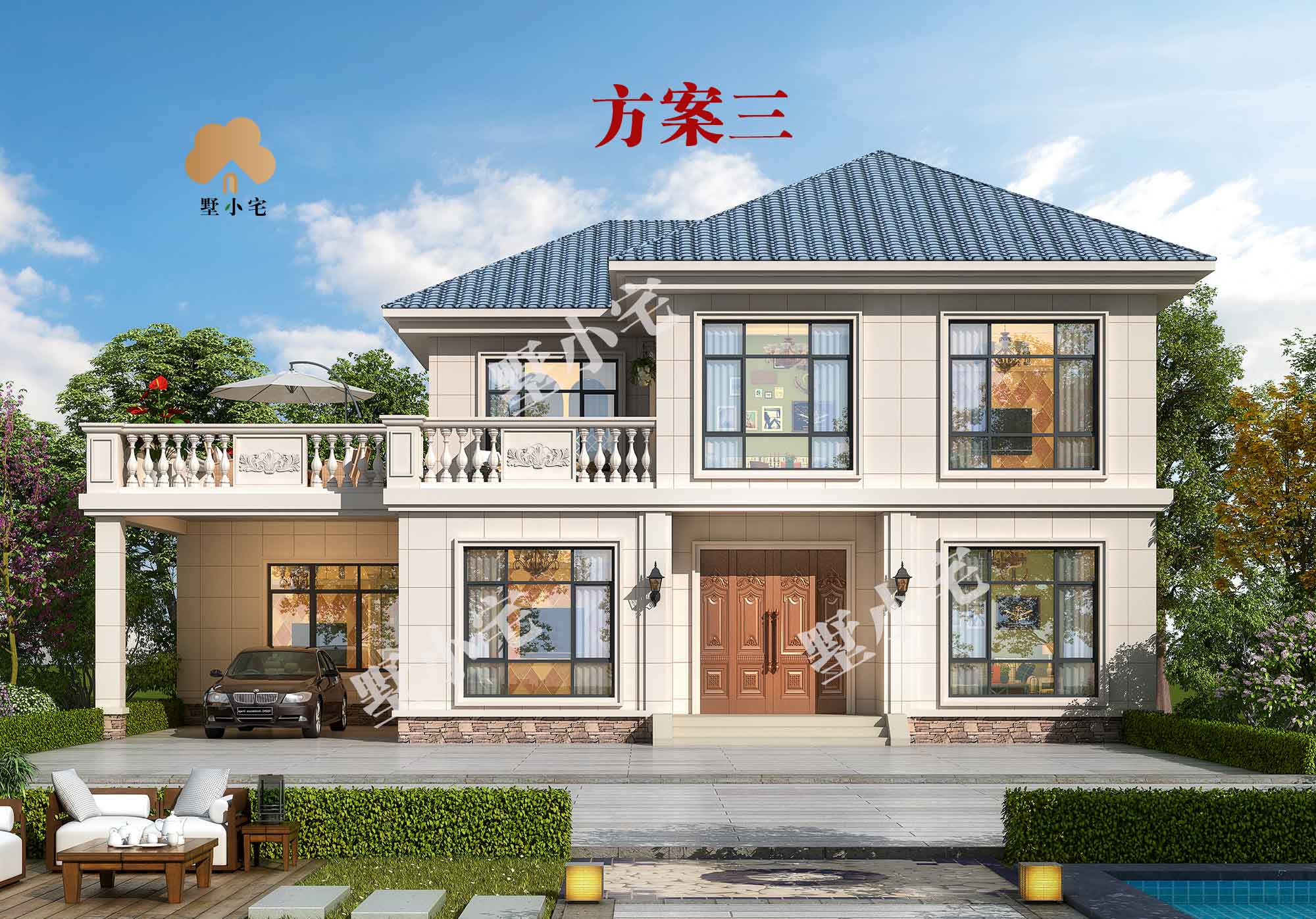 B458两层欧式农村住宅图片，受欢迎的小户型