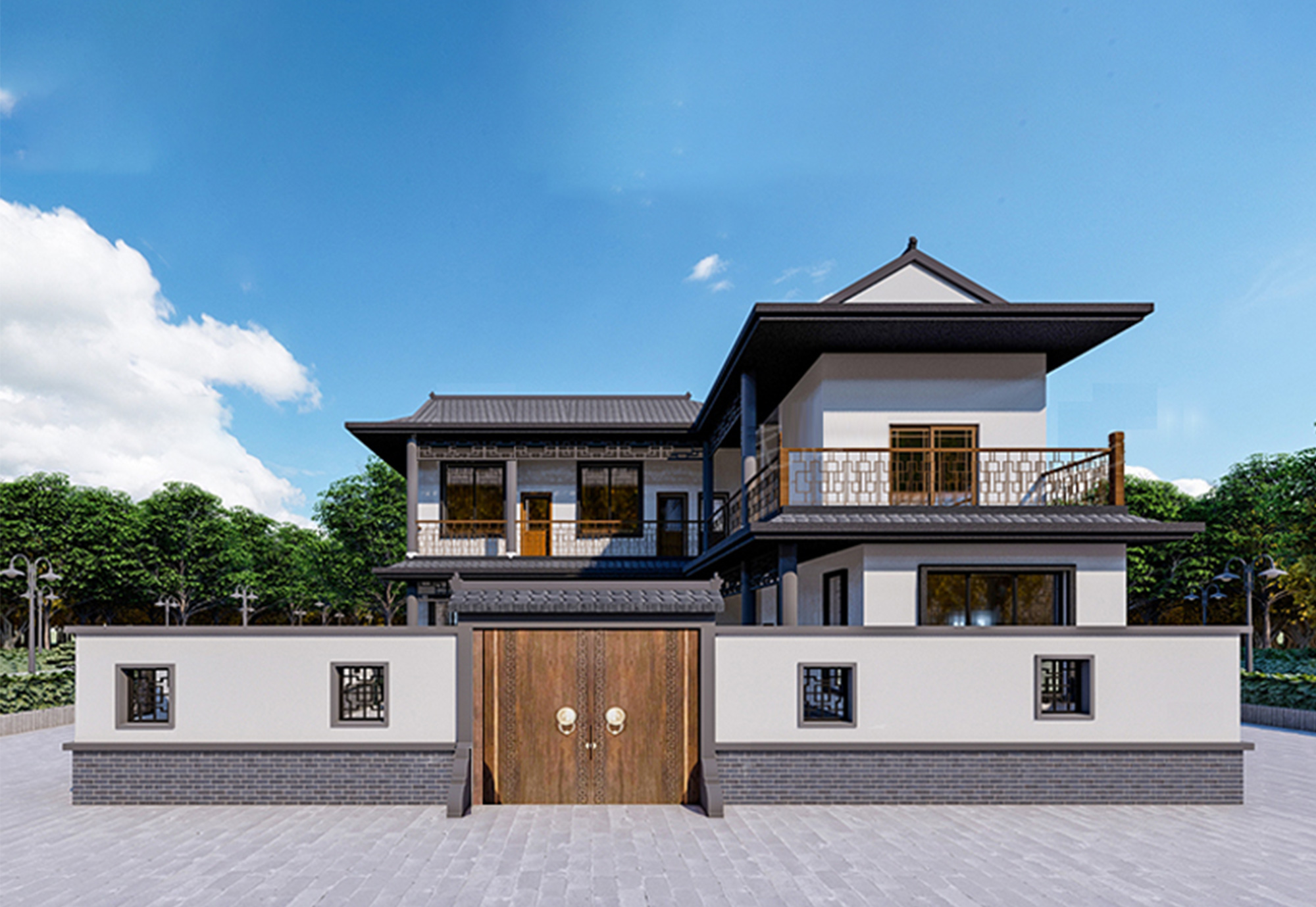 B802【乡村别墅设计】新农村自建房二层半小洋房别墅设计图纸乡村豪华网红中式风格，大气古朴