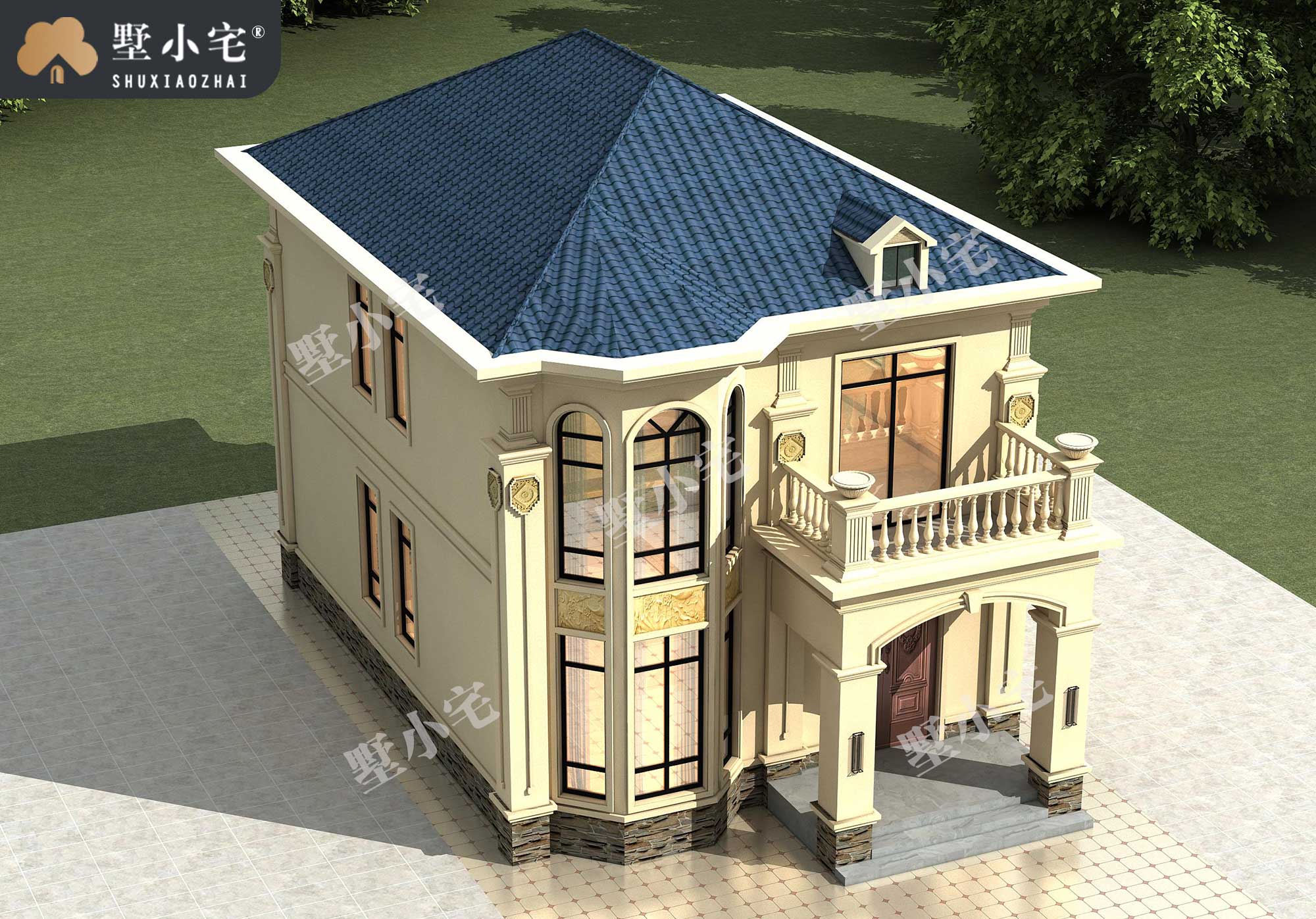 B1143农村二间二层欧式小别墅设计方案，小宅基地的福音，8×11.6