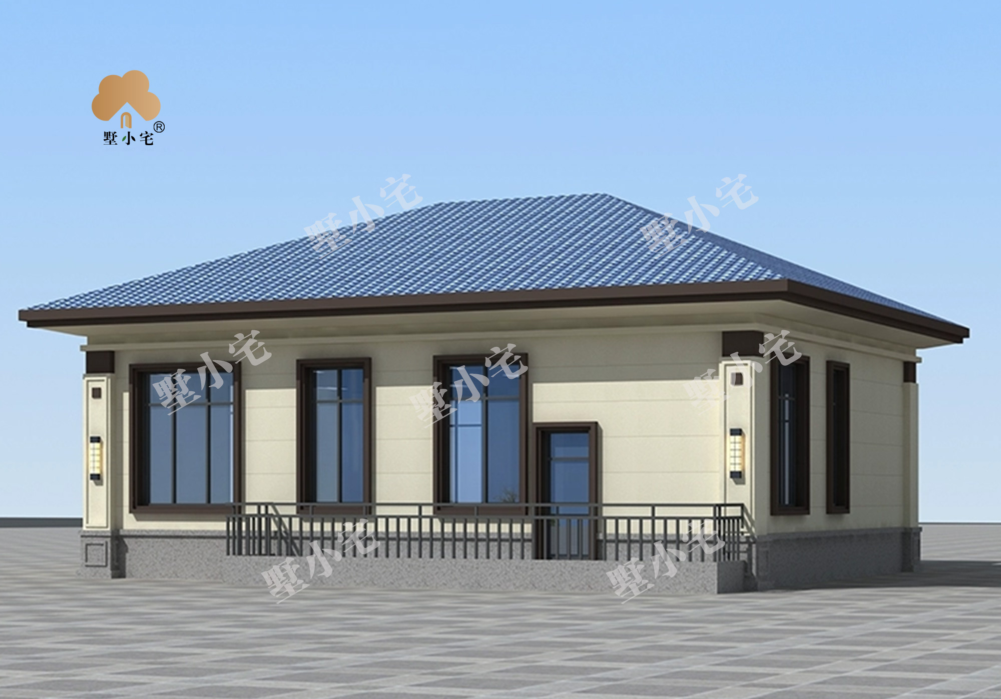 曾A951农村12万元一层新中式小别墅设计图纸，养老房首选，12.76×9.26