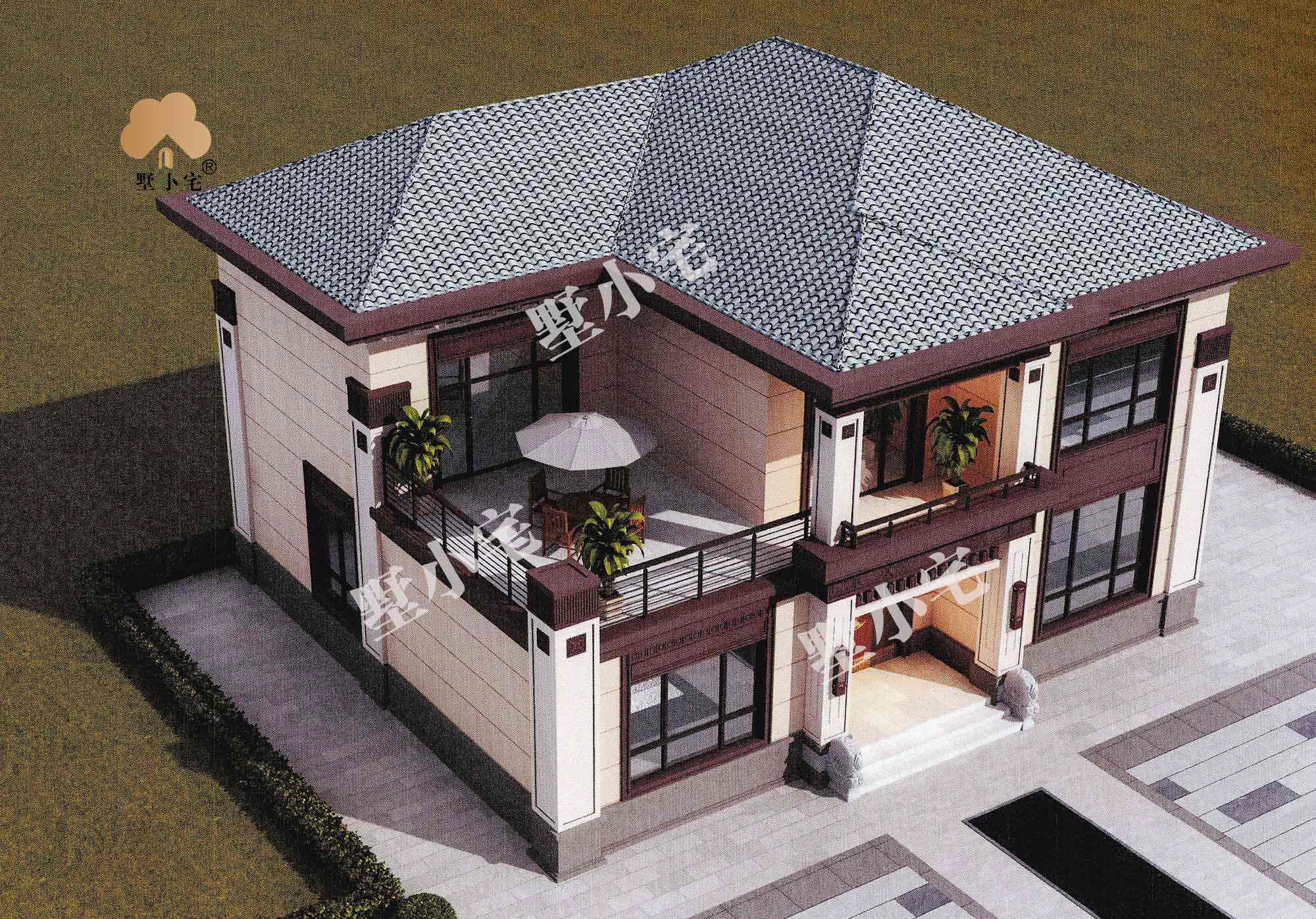 【独栋别墅设计方案】B768二层新中式农村独栋别墅设计方案+全套施工图纸
