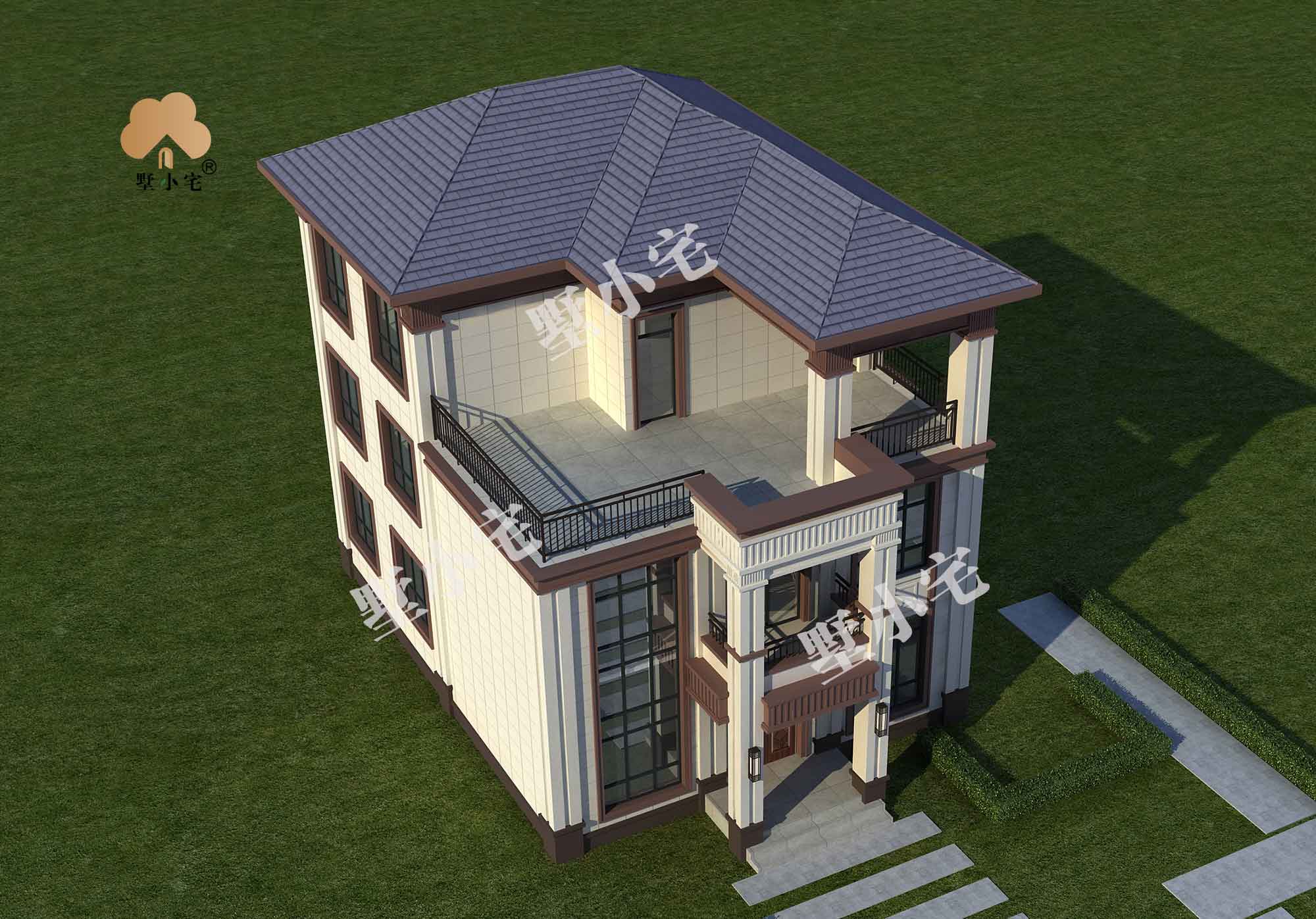 C3911[别墅方案]乡下自建三层新中式农村楼房设计，果然很气派