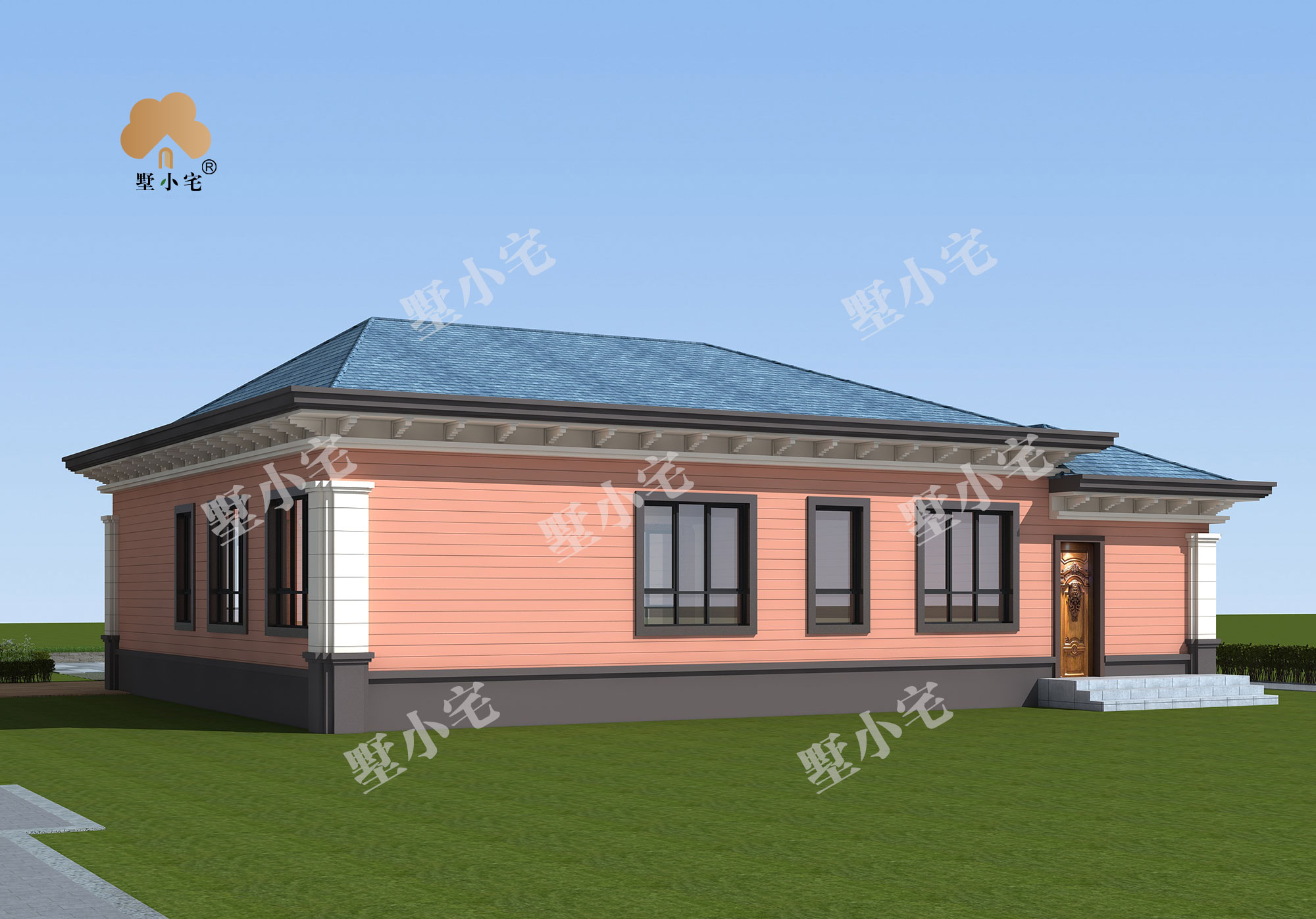 曾A992新农村一层坡屋顶简单自建房别墅设计图纸，造价23万左右，15.84×12.04