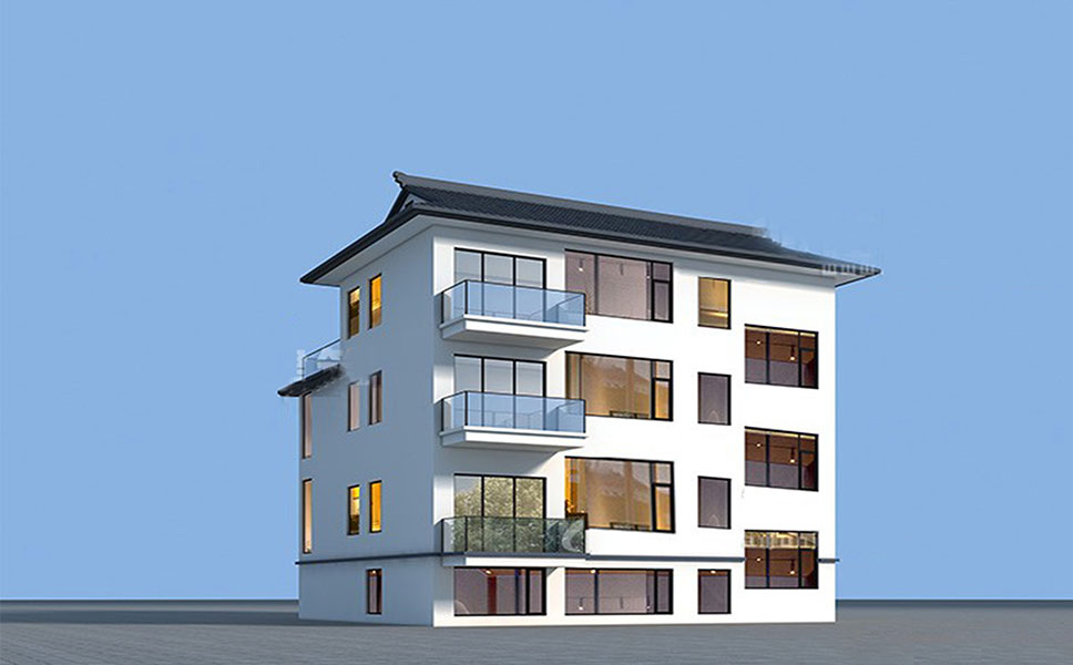 C792三层农村新中式自建房建筑设计图纸带效果图，带电梯