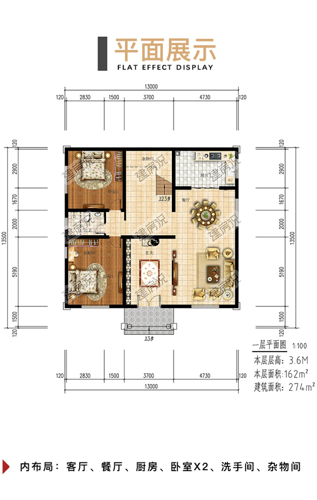巴洛克风格二层独栋别墅外观设计效果图户型图