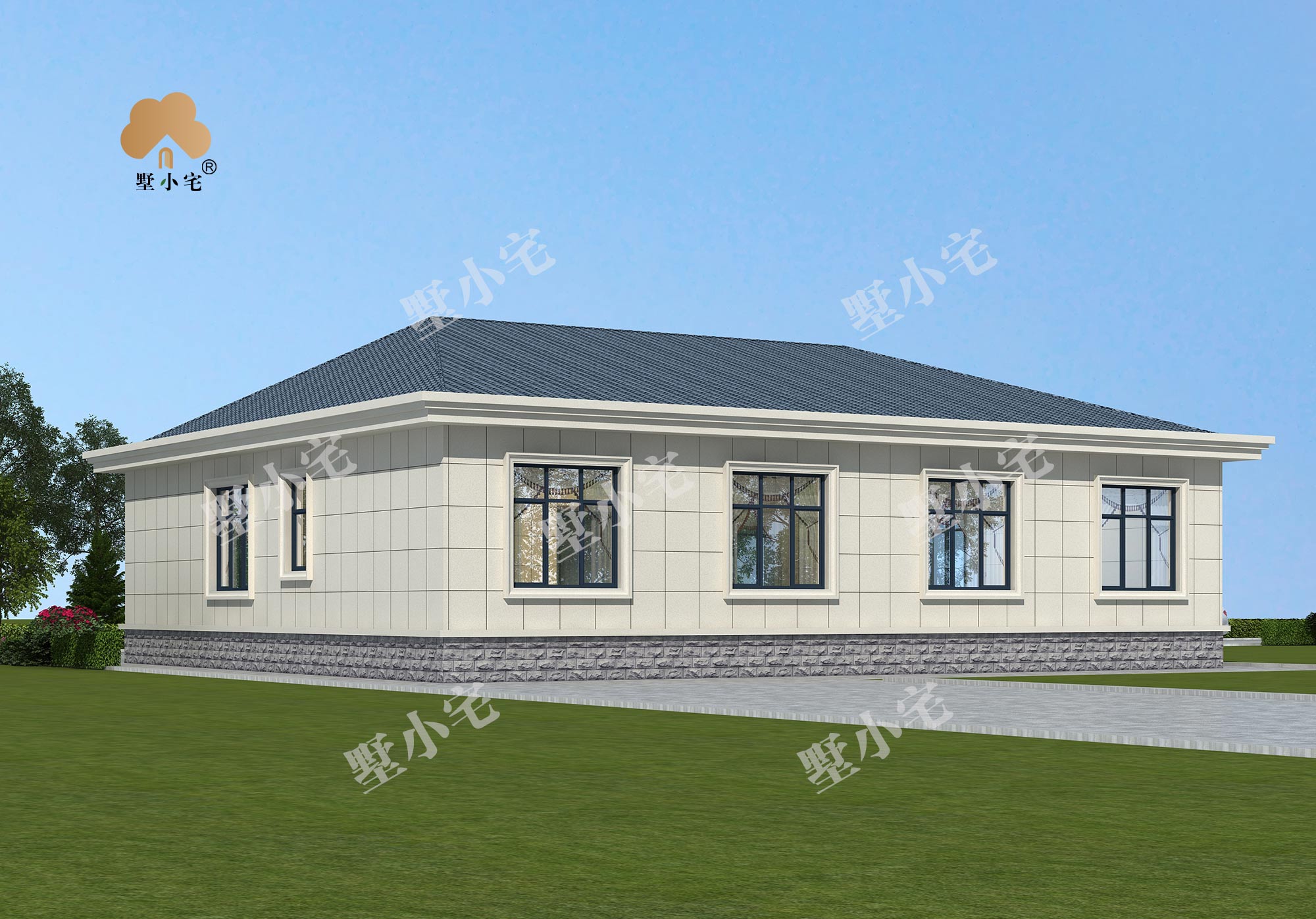曾A1002农村一层四间平房新中式别墅设计图方案户型，养老房首选，14.92×13.46