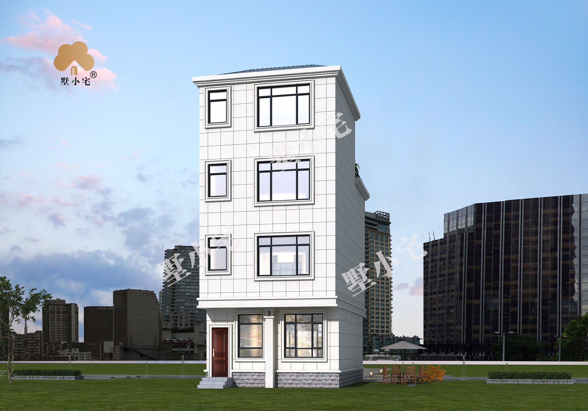 D917两开间四层自建房屋设计图纸及效果图，稀缺的小户型别墅施工图6.2×8.84